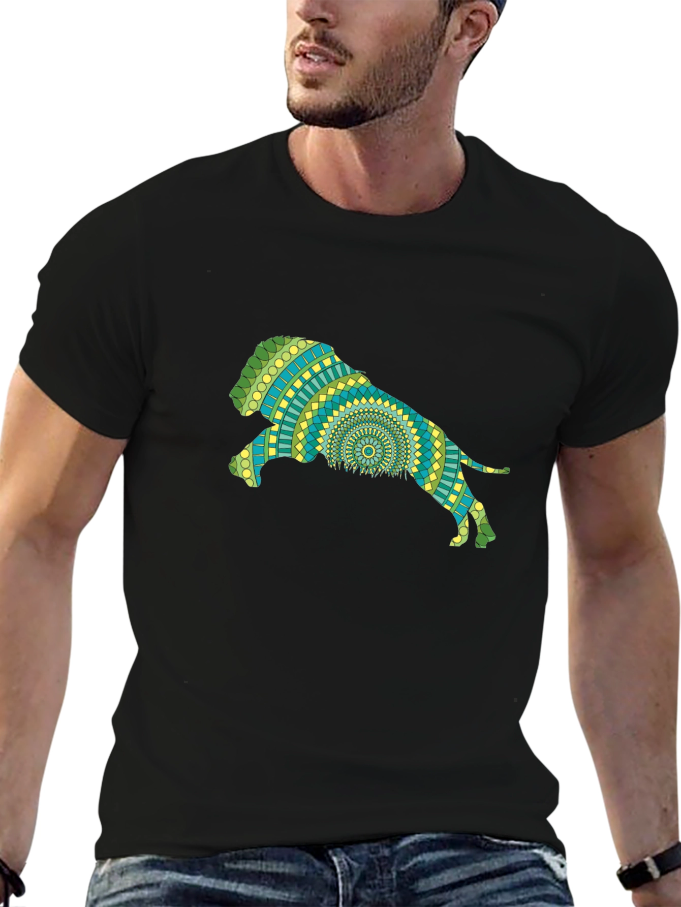Lion Mandala Black T-Shirt