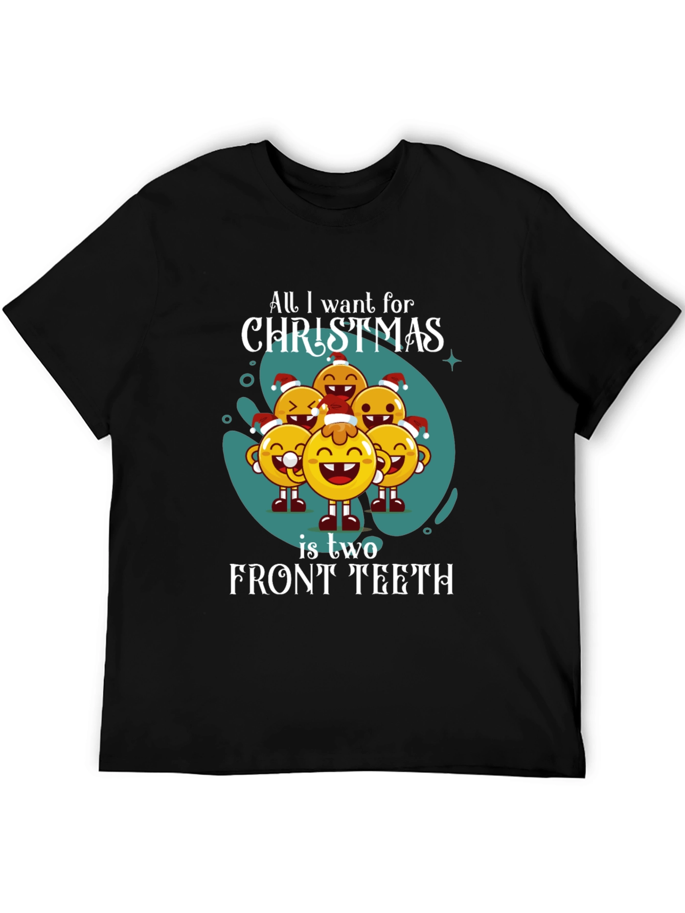 Funny Christmas T-Shirt - All I Want is Two Front Teeth