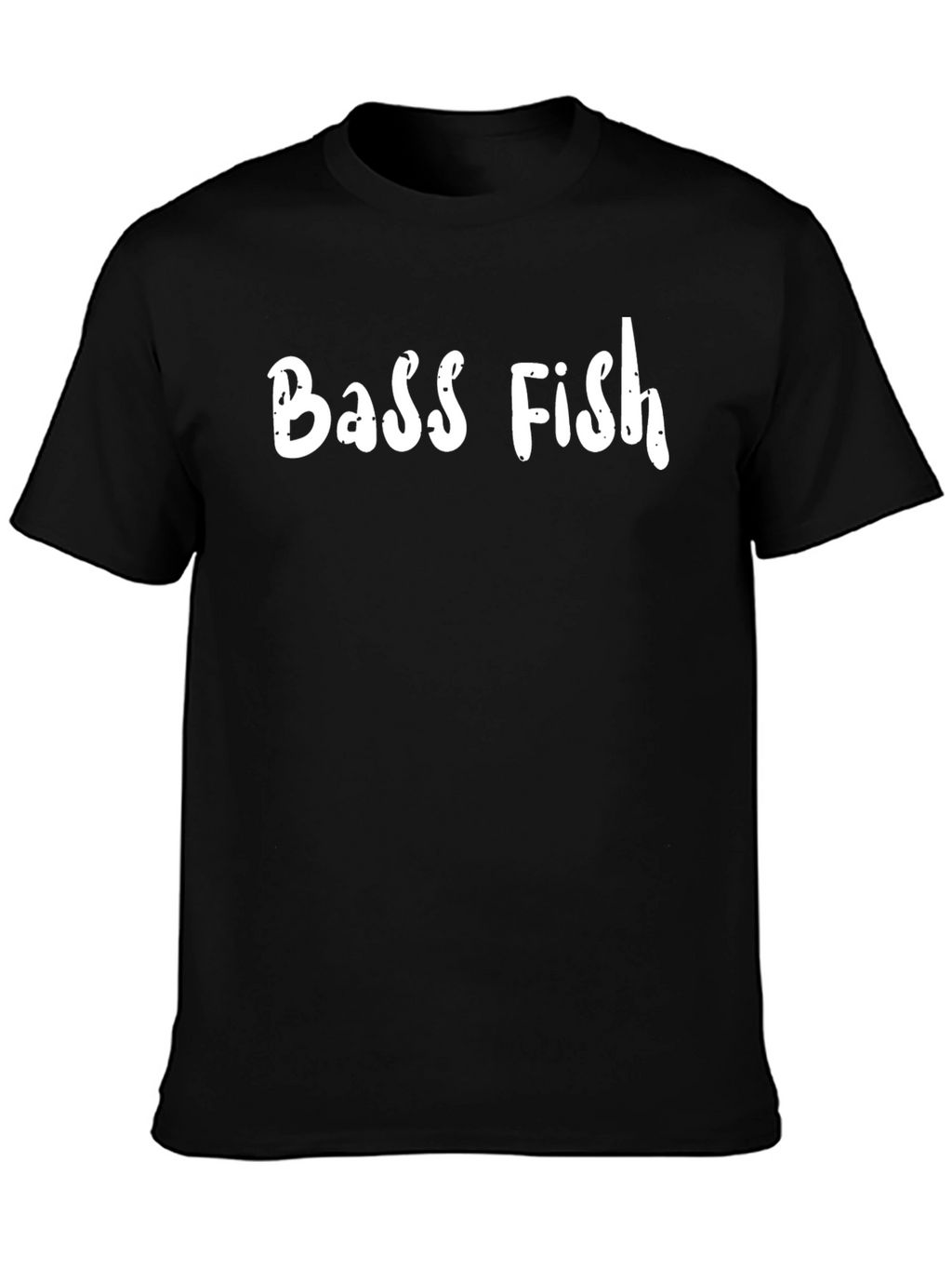 Bass Fish Graphic Print Black T-Shirt