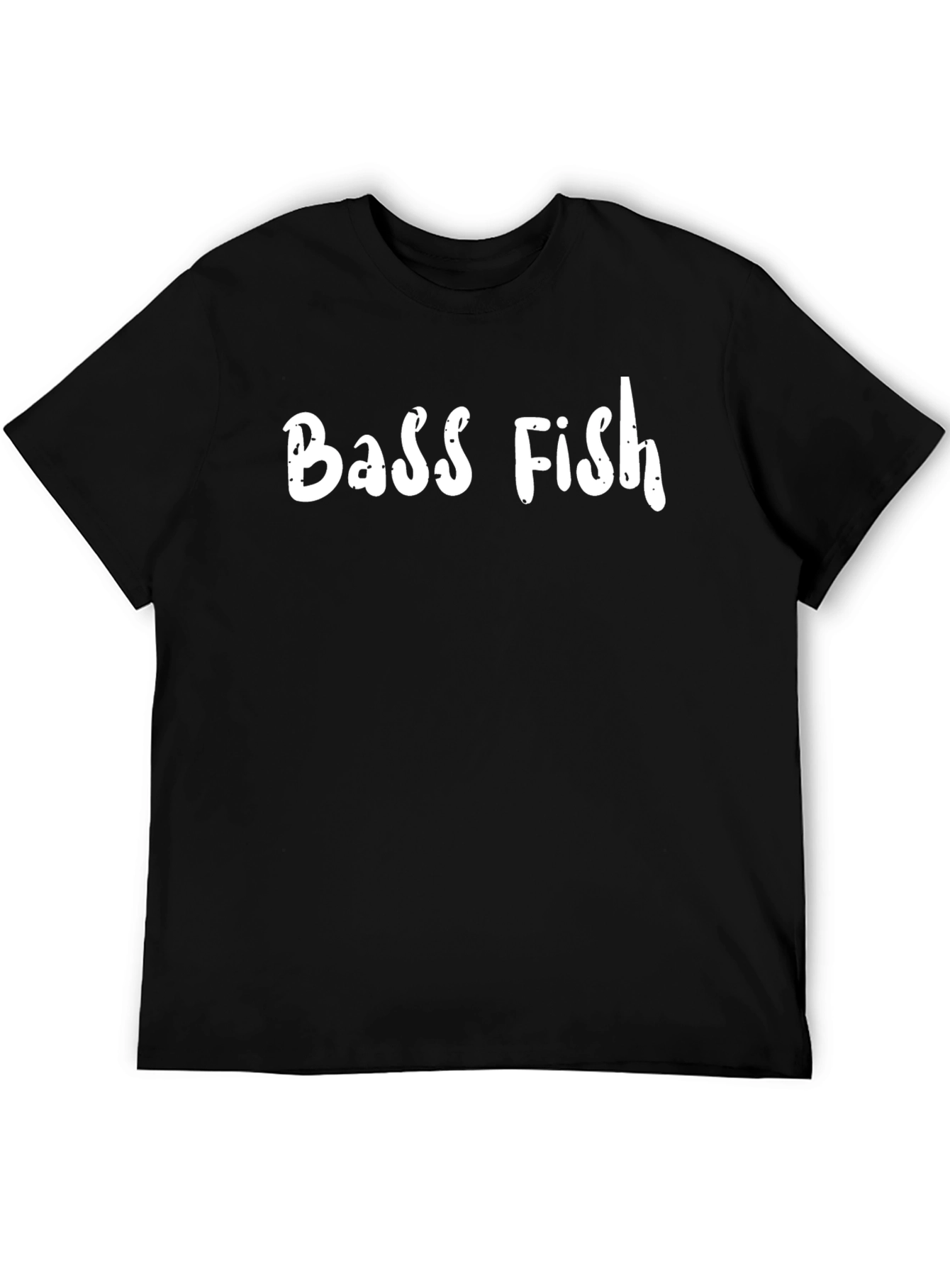 Bass Fish Graphic Print Black T-Shirt