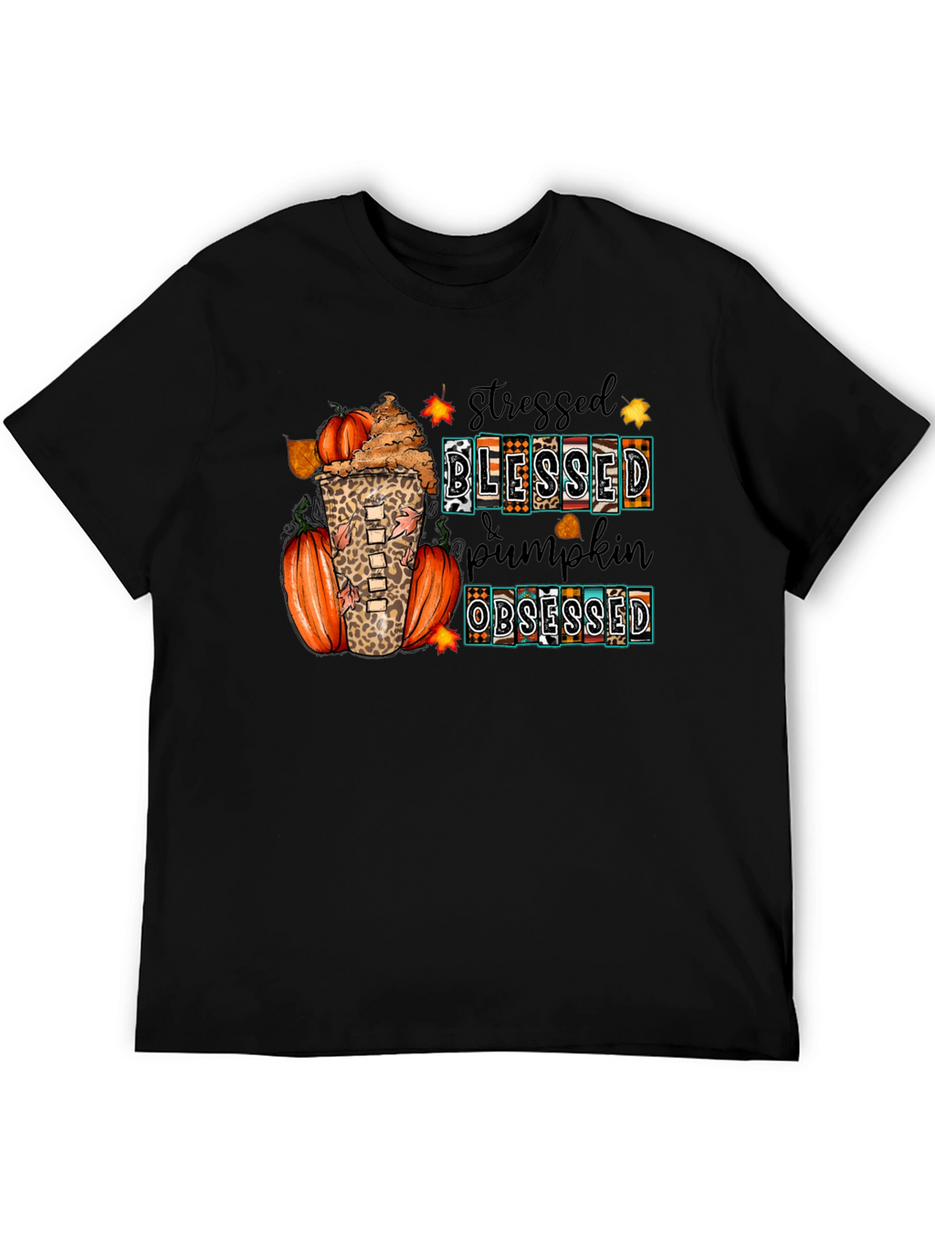 Stressed Blessed Pumpkin Obsessed Fall T-Shirt