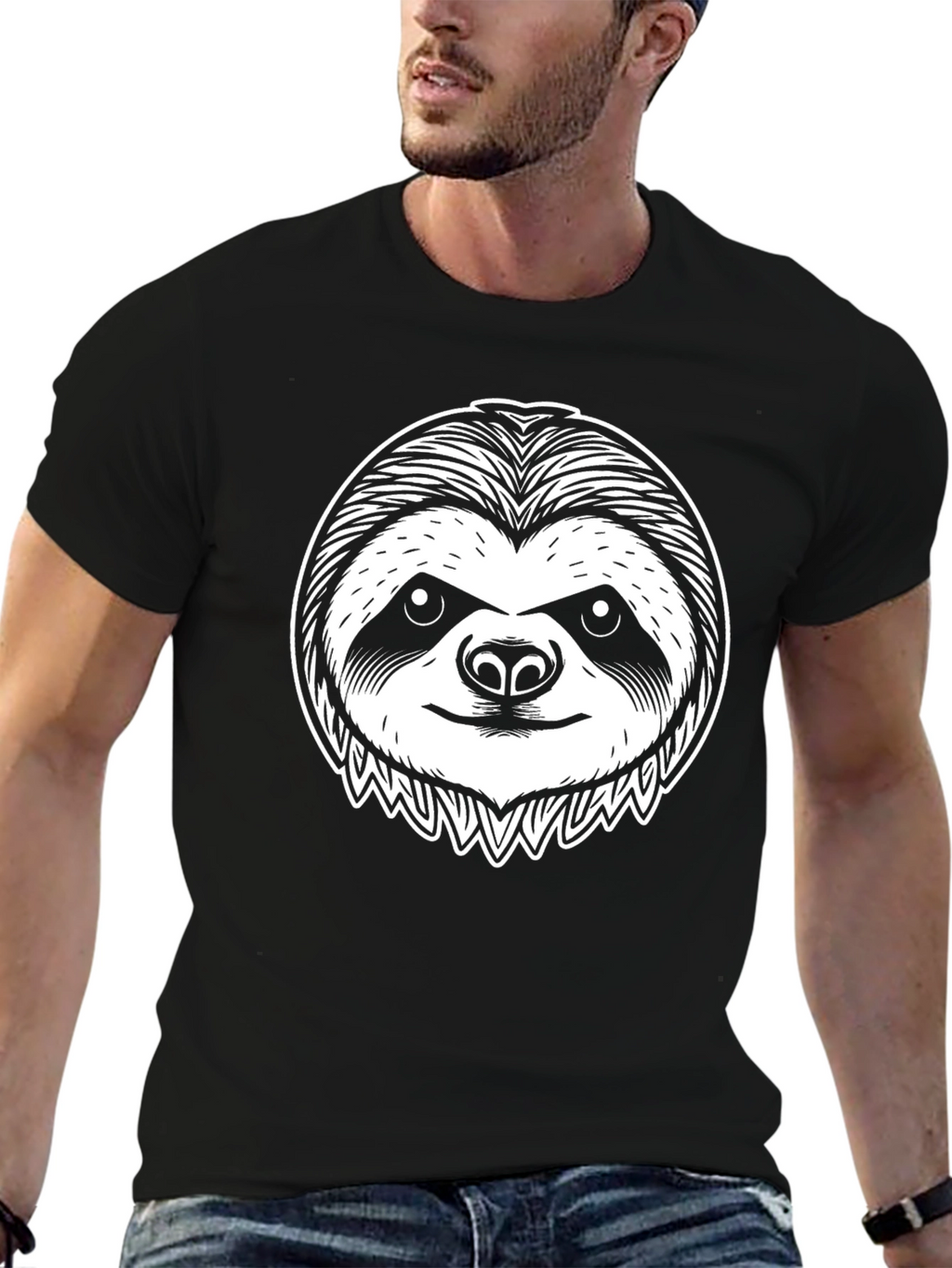 Sloth Graphic Tee - Unisex Black T-Shirt