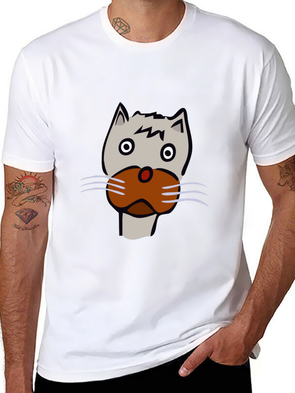 Cat Face Graphic Tee - Unisex Black T-Shirt
