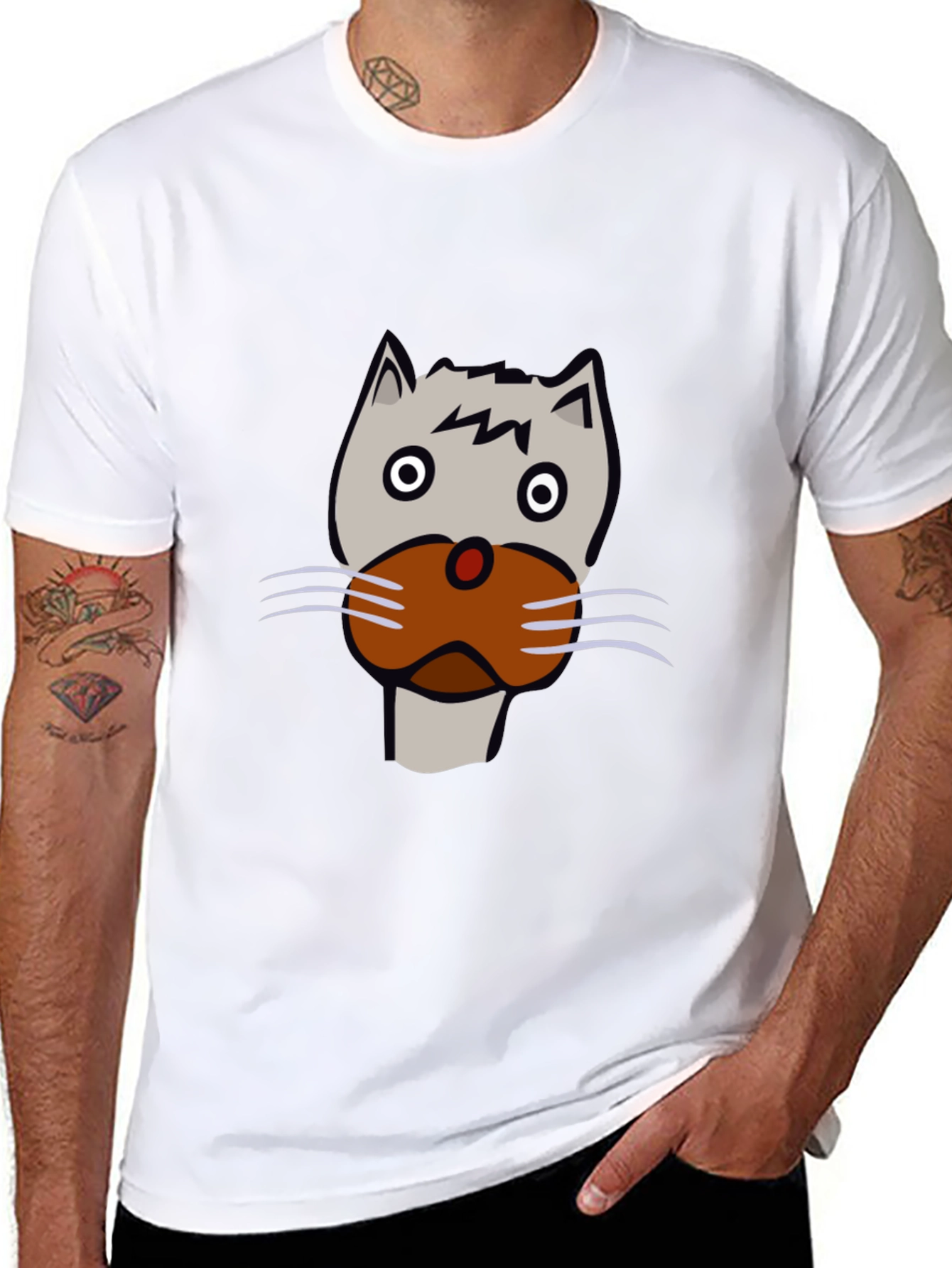 Cat Face Graphic Tee - Unisex Black T-Shirt