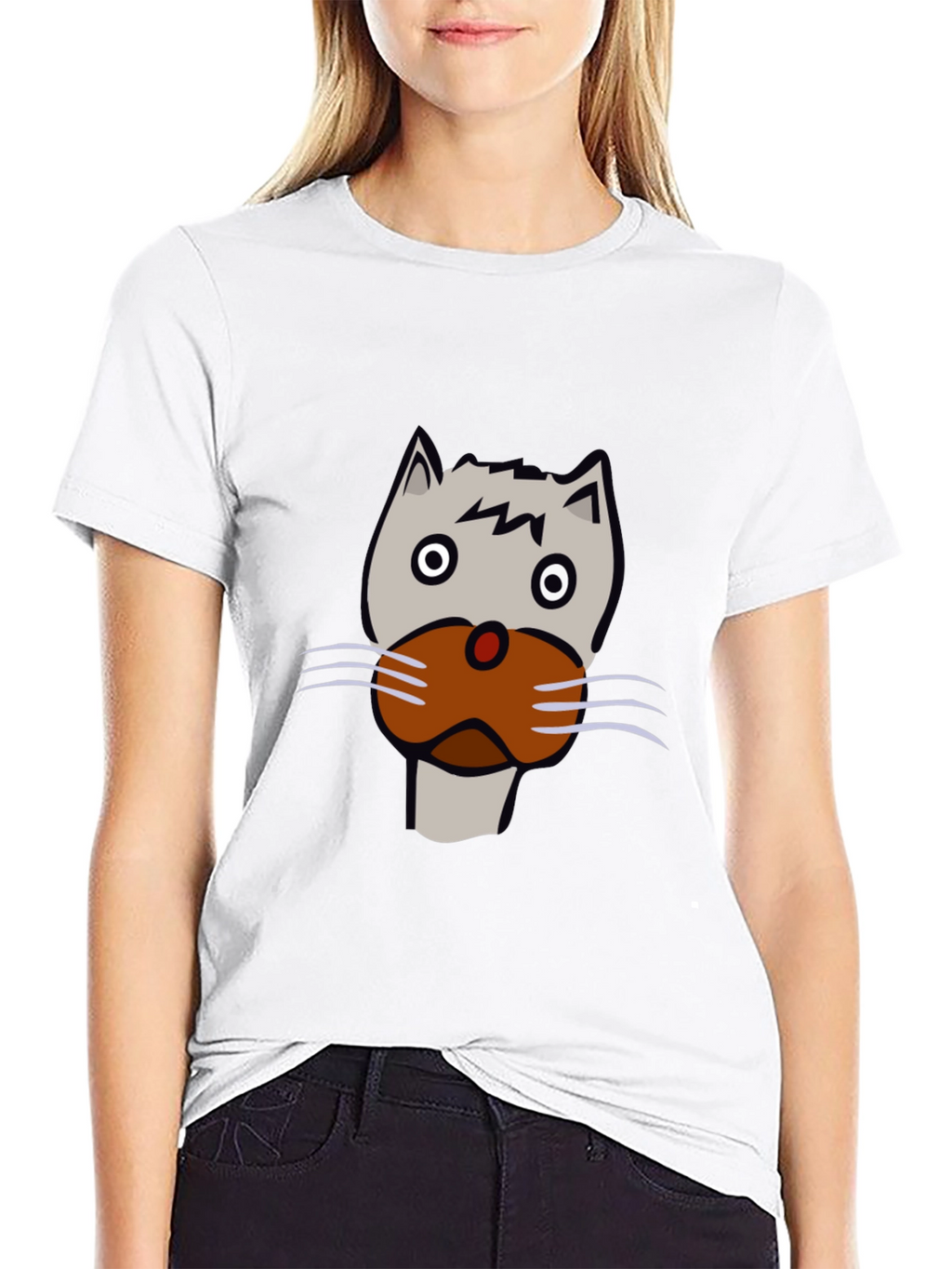 Cat Face Graphic Tee - Unisex Black T-Shirt