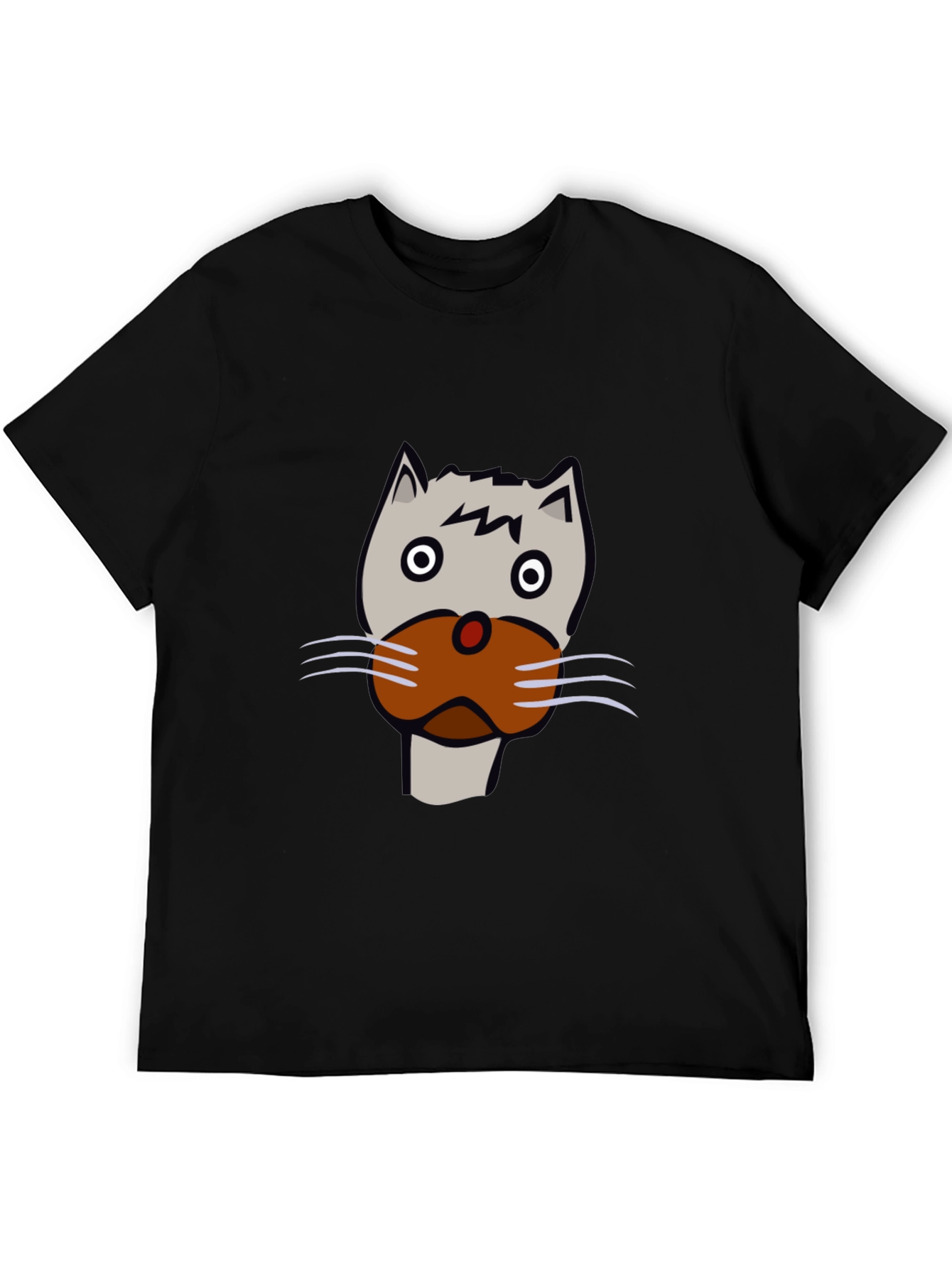 Cat Face Graphic Tee - Unisex Black T-Shirt