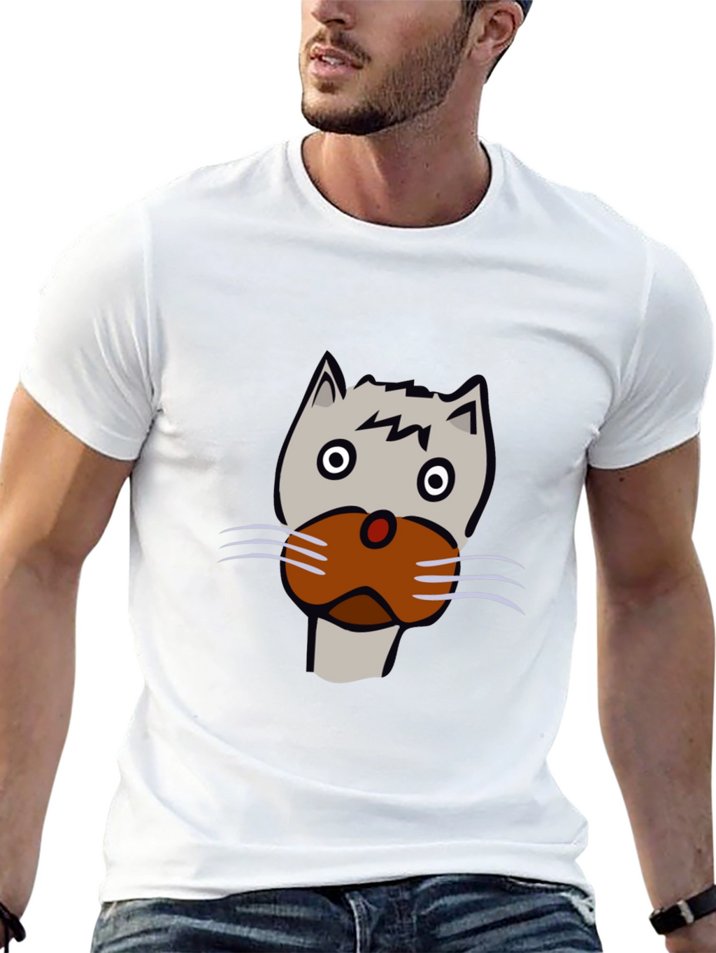 Cat Face Graphic Tee - Unisex Black T-Shirt