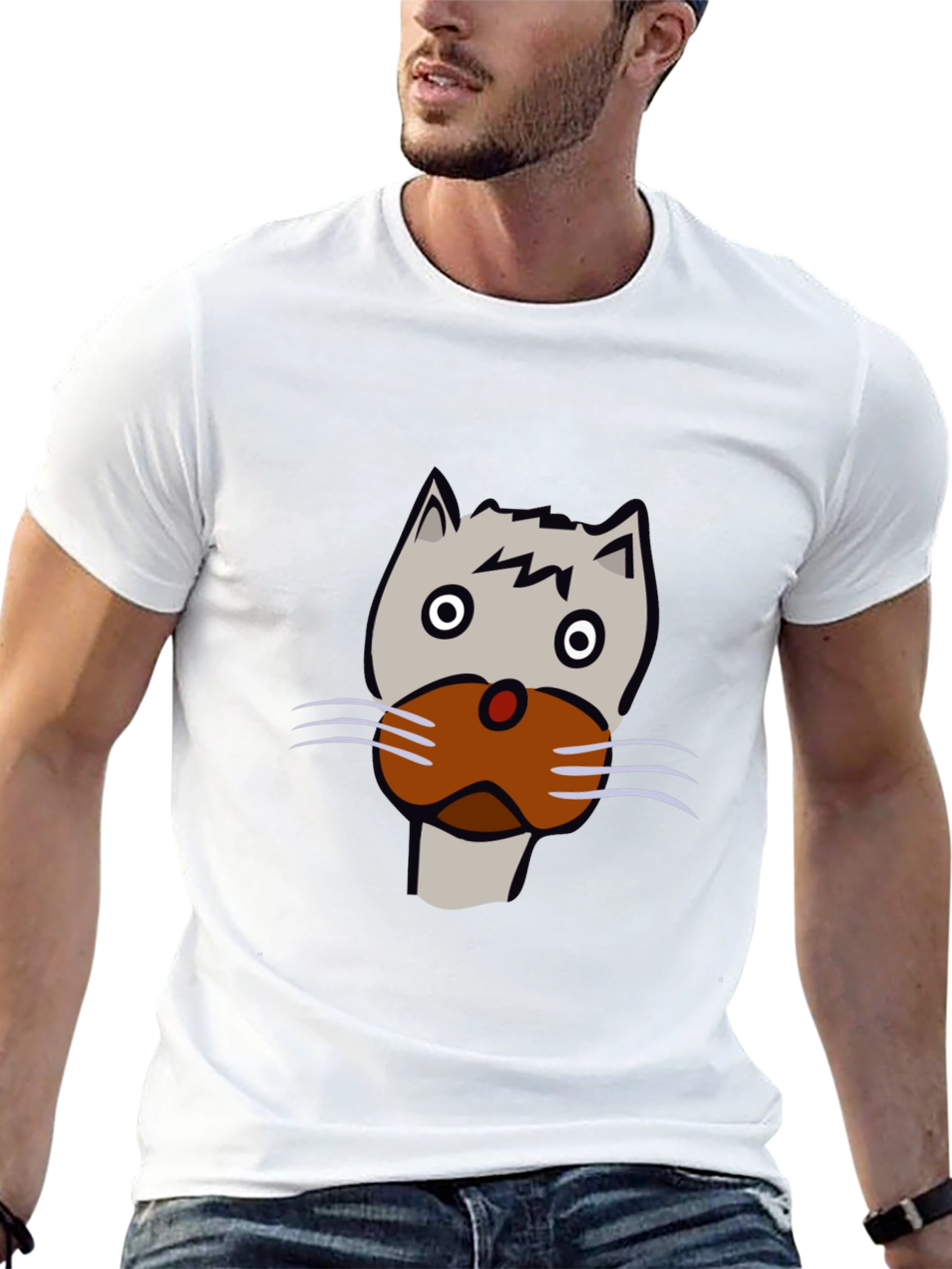 Cat Face Graphic Tee - Unisex Black T-Shirt