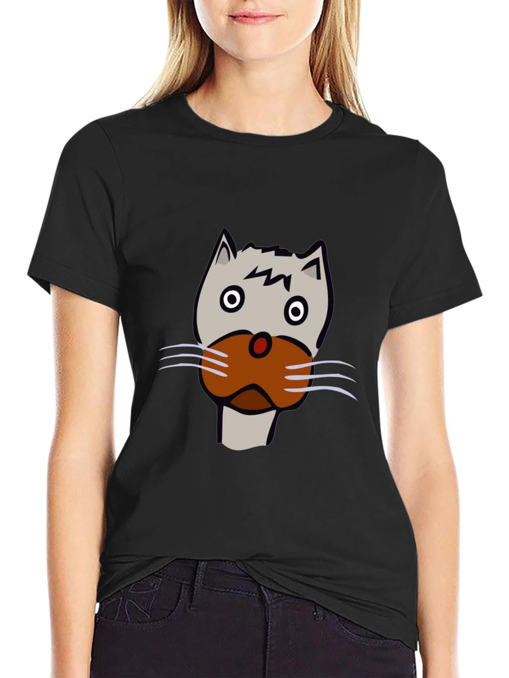 Cat Face Graphic Tee - Unisex Black T-Shirt