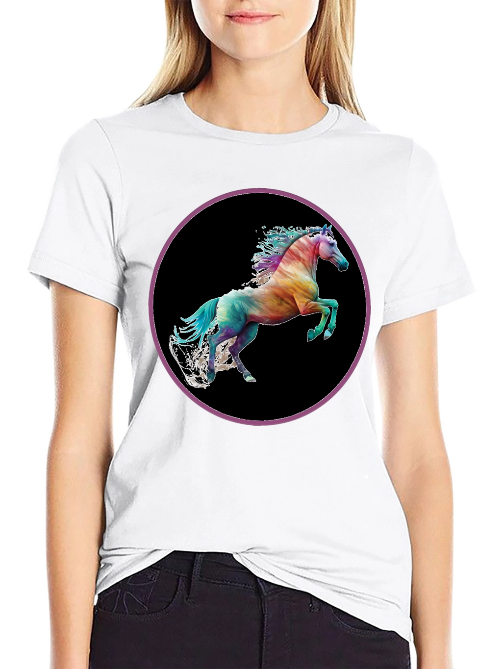 Rainbow Horse Graphic Tee - Mens Black T-Shirt