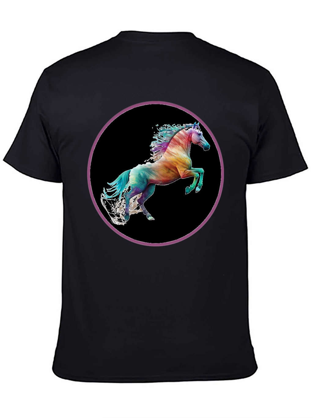 Rainbow Horse Graphic Tee - Mens Black T-Shirt