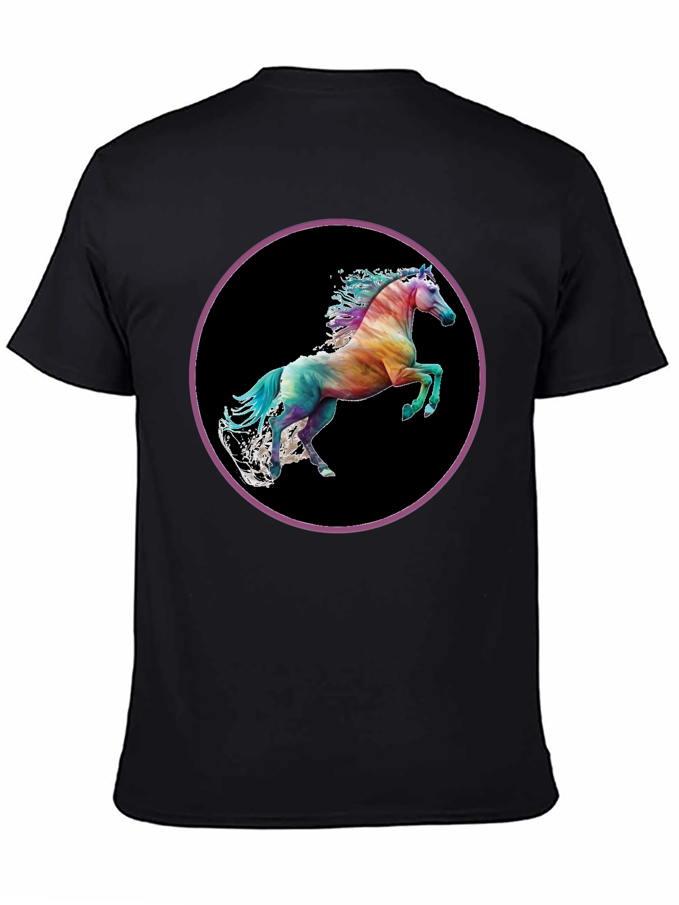 Rainbow Horse Graphic Tee - Mens Black T-Shirt