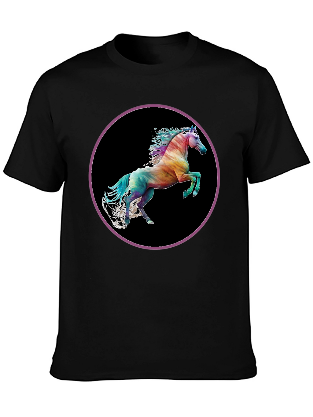 Rainbow Horse Graphic Tee - Mens Black T-Shirt