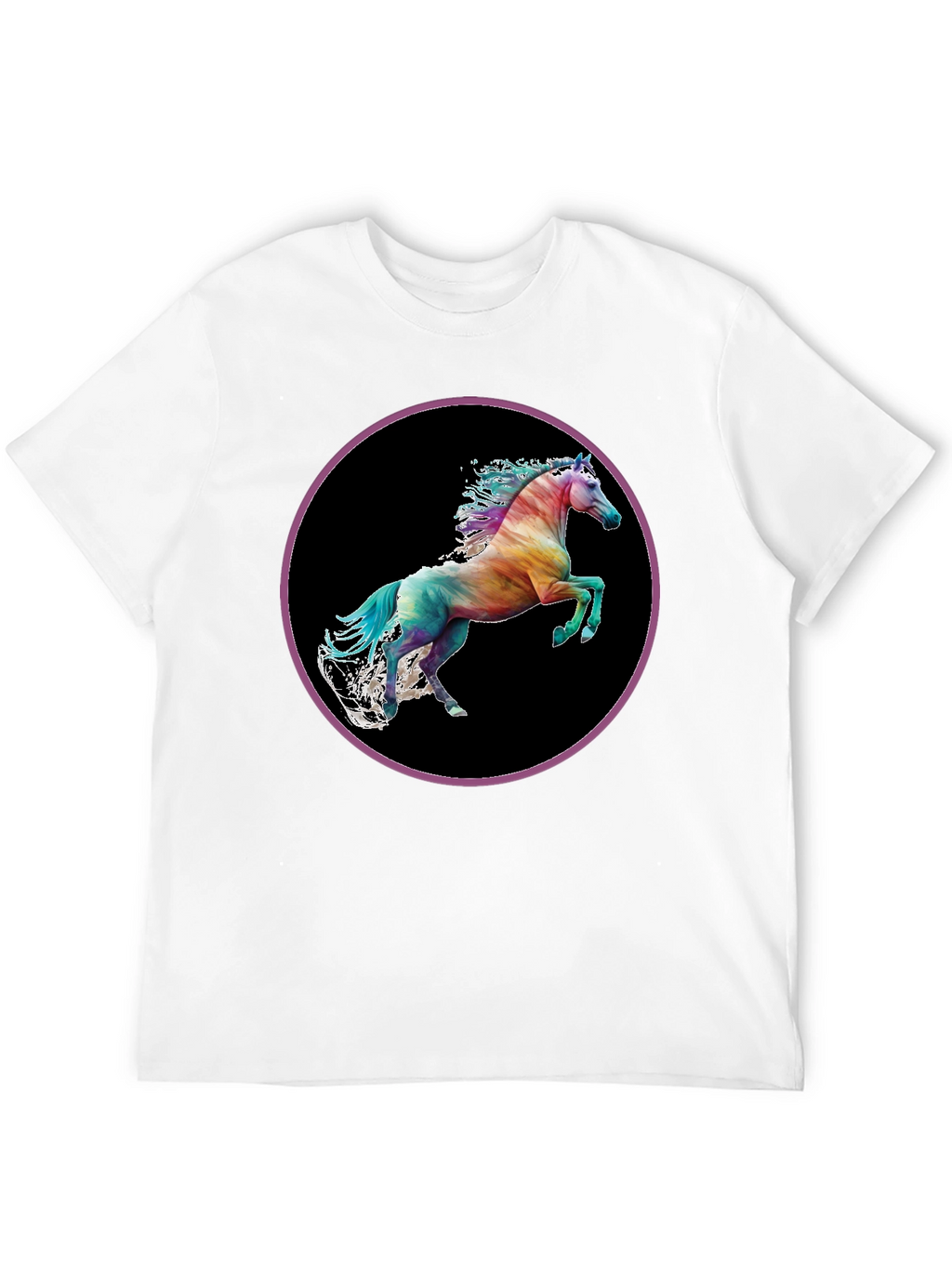 Rainbow Horse Graphic Tee - Mens Black T-Shirt