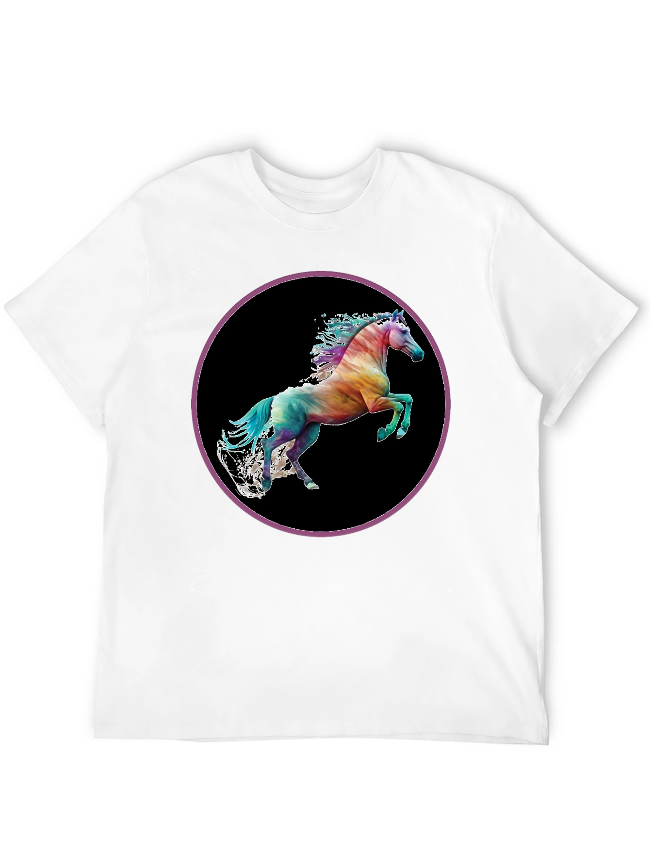 Rainbow Horse Graphic Tee - Mens Black T-Shirt