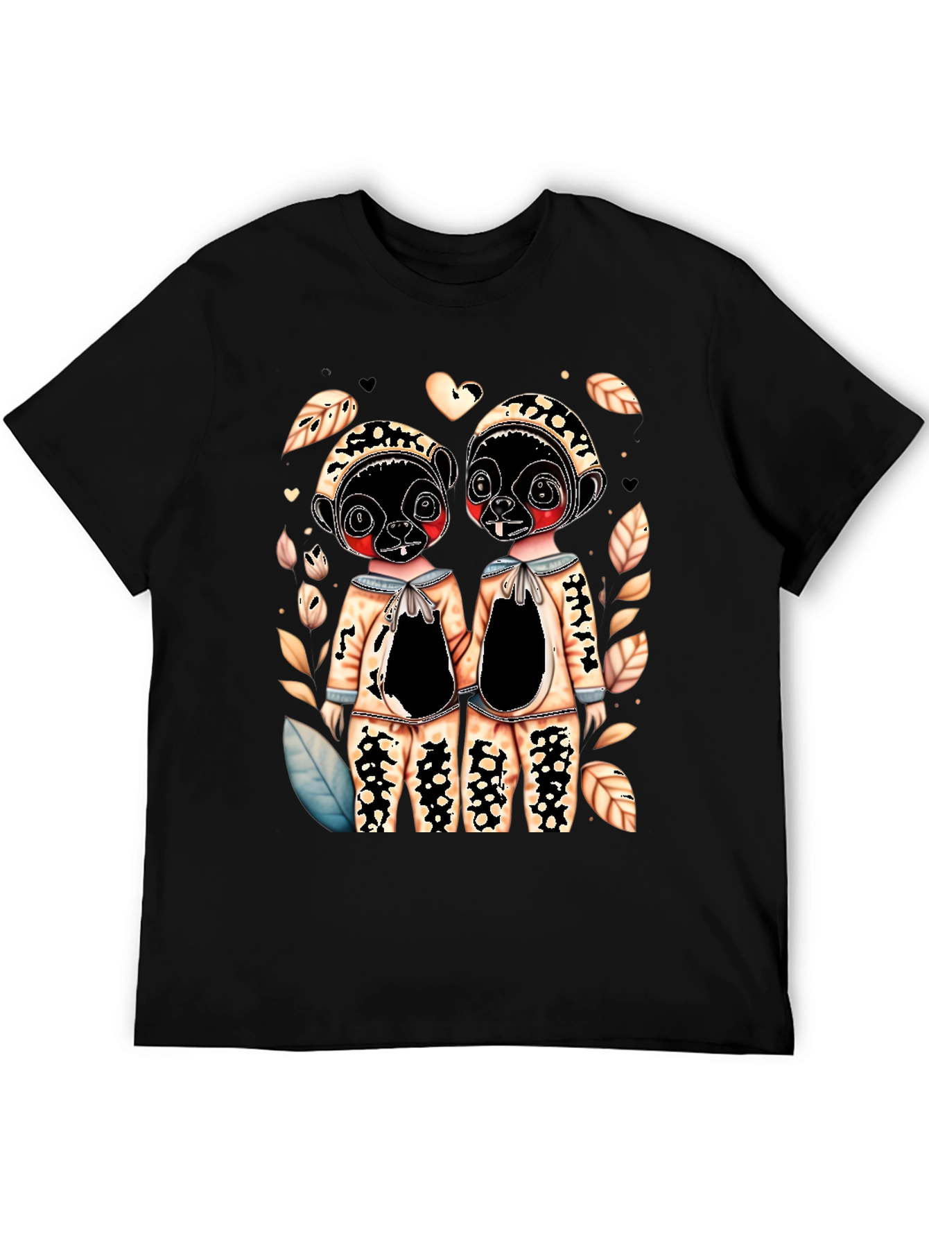 Lemur Twins Graphic Black T-Shirt