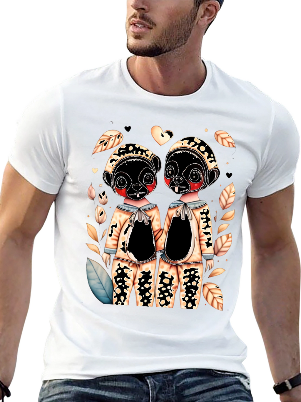 Lemur Twins Graphic Black T-Shirt