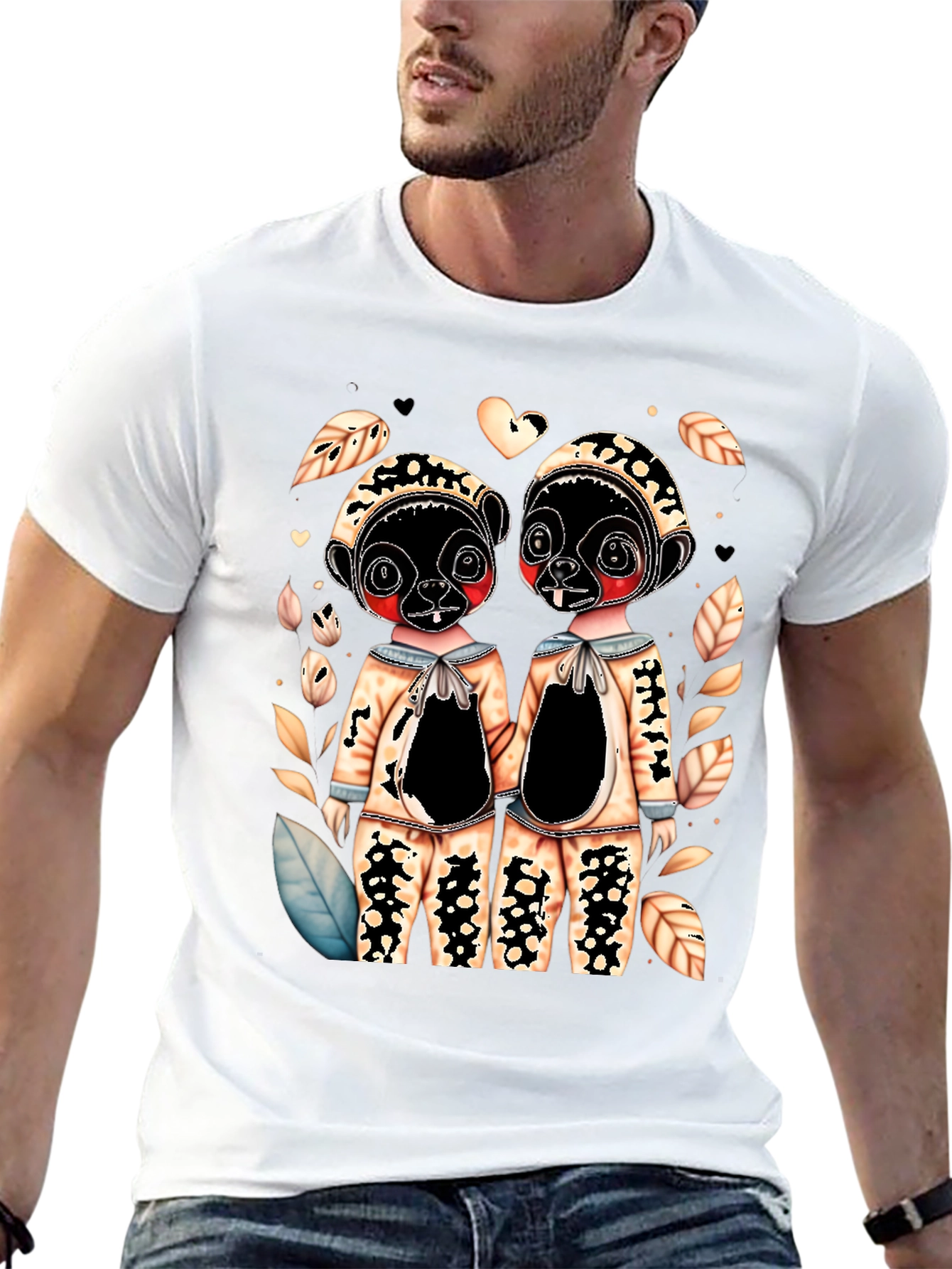 Lemur Twins Graphic Black T-Shirt