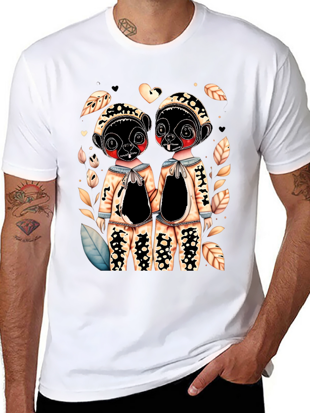 Lemur Twins Graphic Black T-Shirt