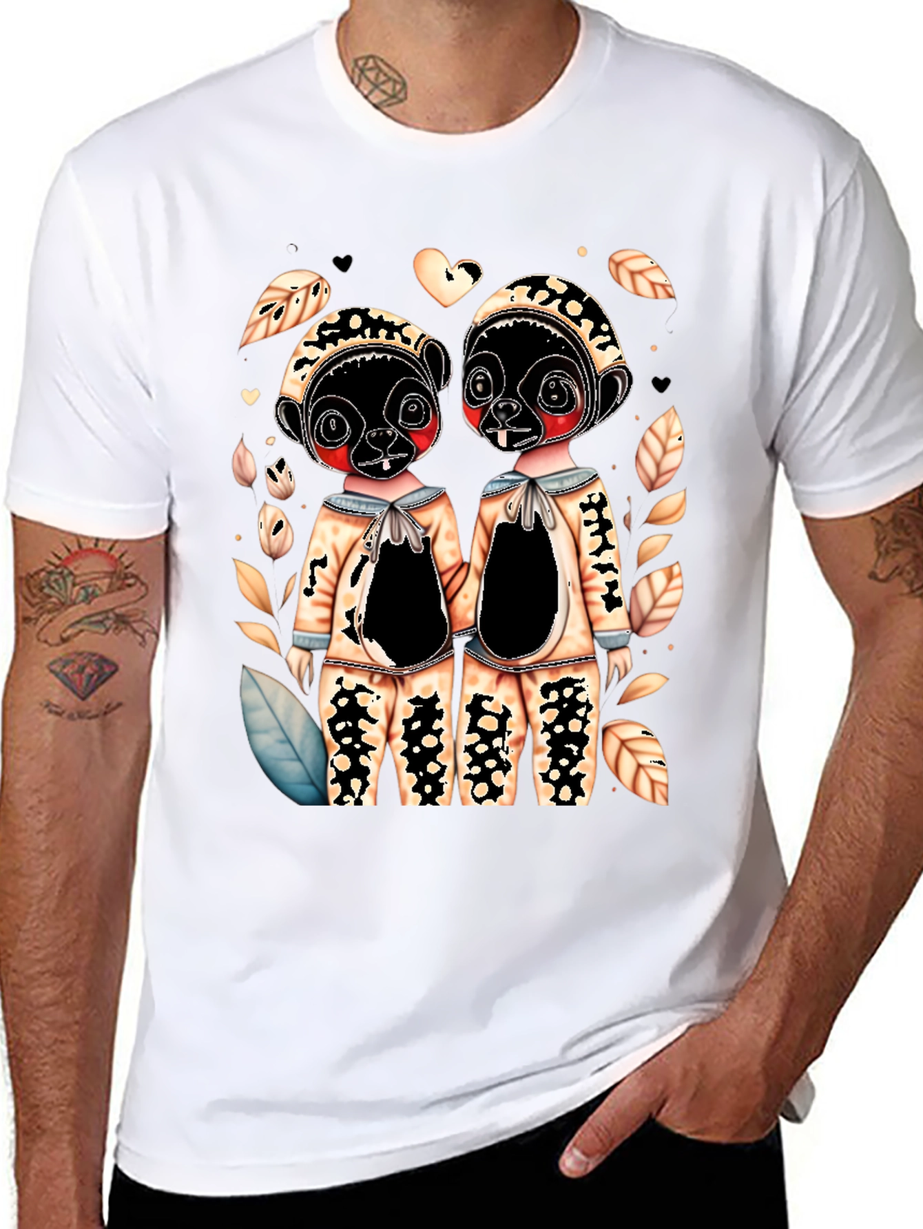 Lemur Twins Graphic Black T-Shirt
