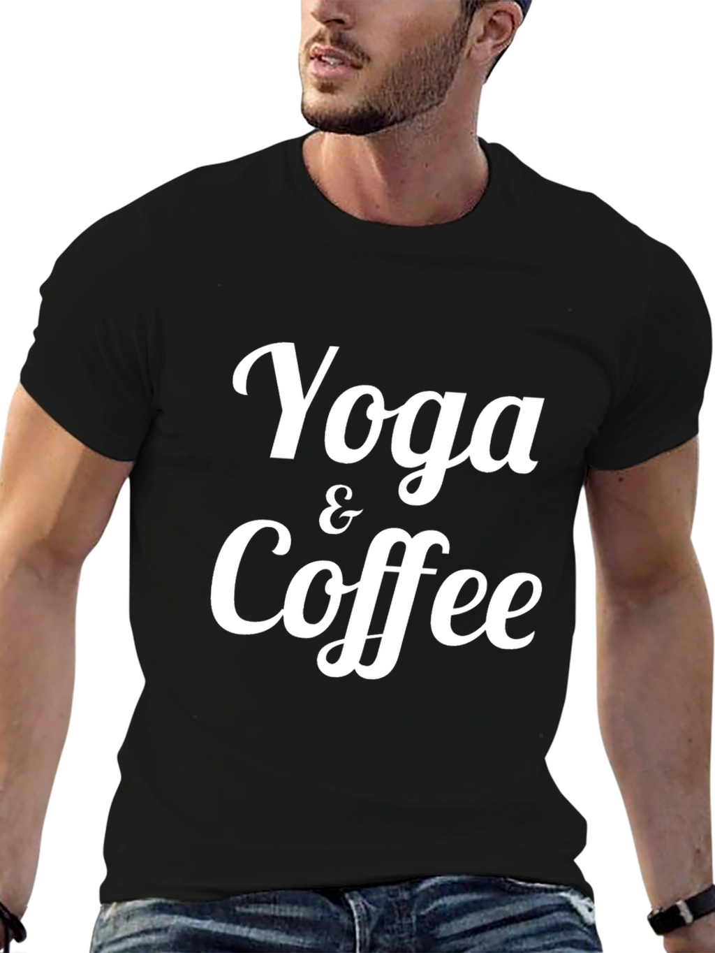 Yoga & Coffee Graphic Tee - Soft Black T-Shirt