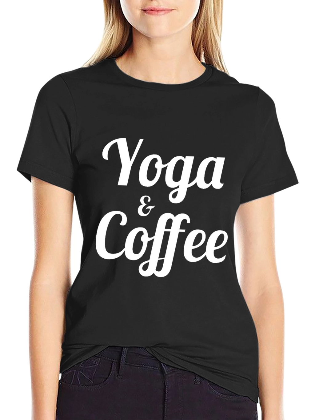 Yoga & Coffee Graphic Tee - Soft Black T-Shirt