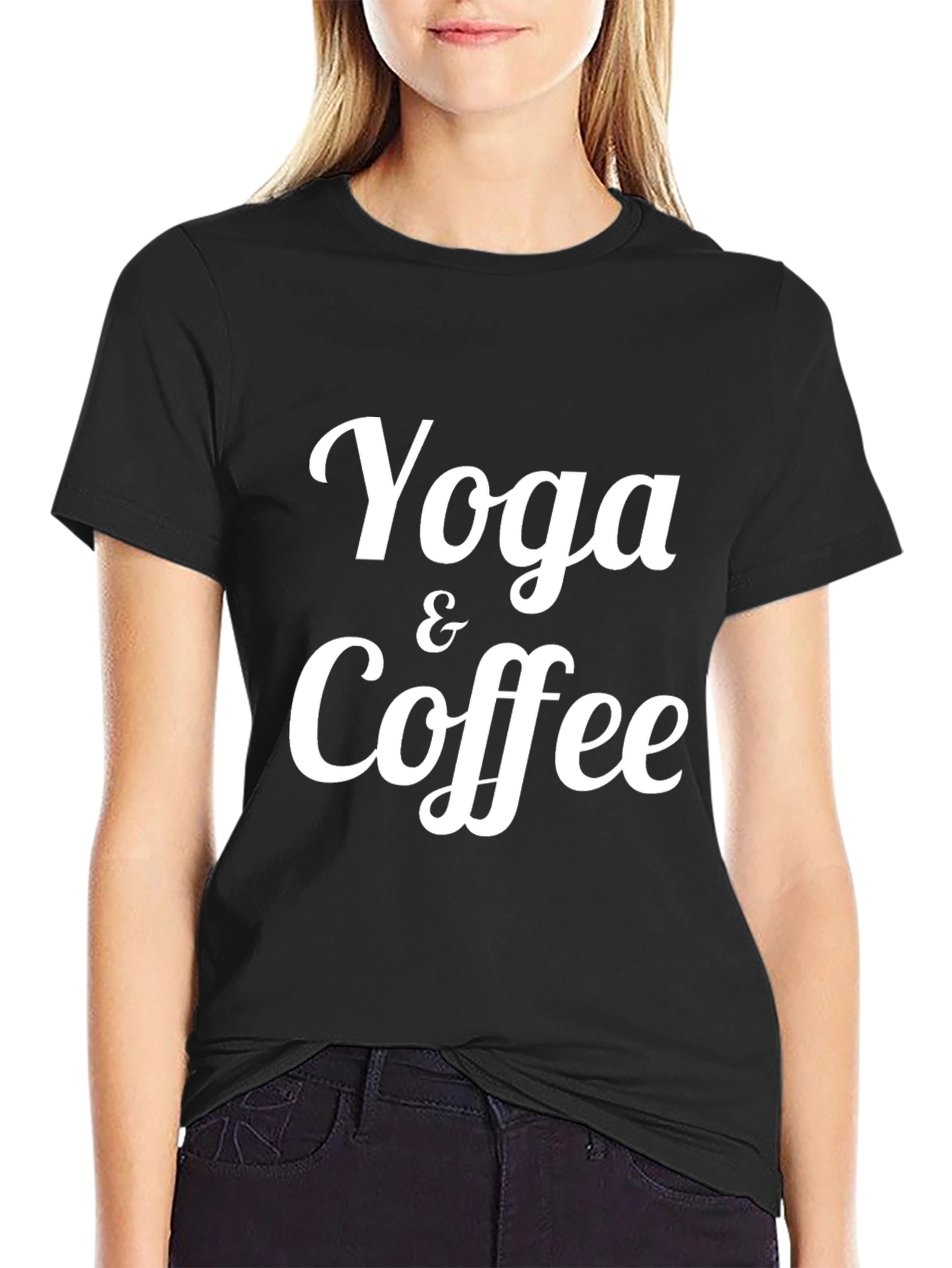 Yoga & Coffee Graphic Tee - Soft Black T-Shirt