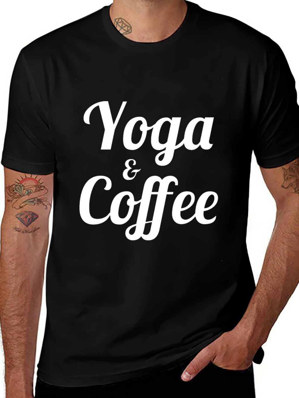 Yoga & Coffee Graphic Tee - Soft Black T-Shirt