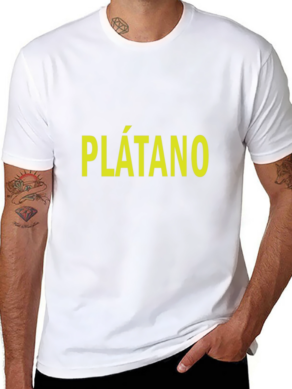 Plátano T-Shirt - Bold Yellow Text on Black