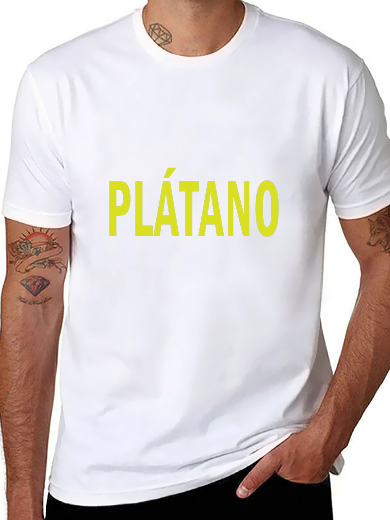 Plátano T-Shirt - Bold Yellow Text on Black
