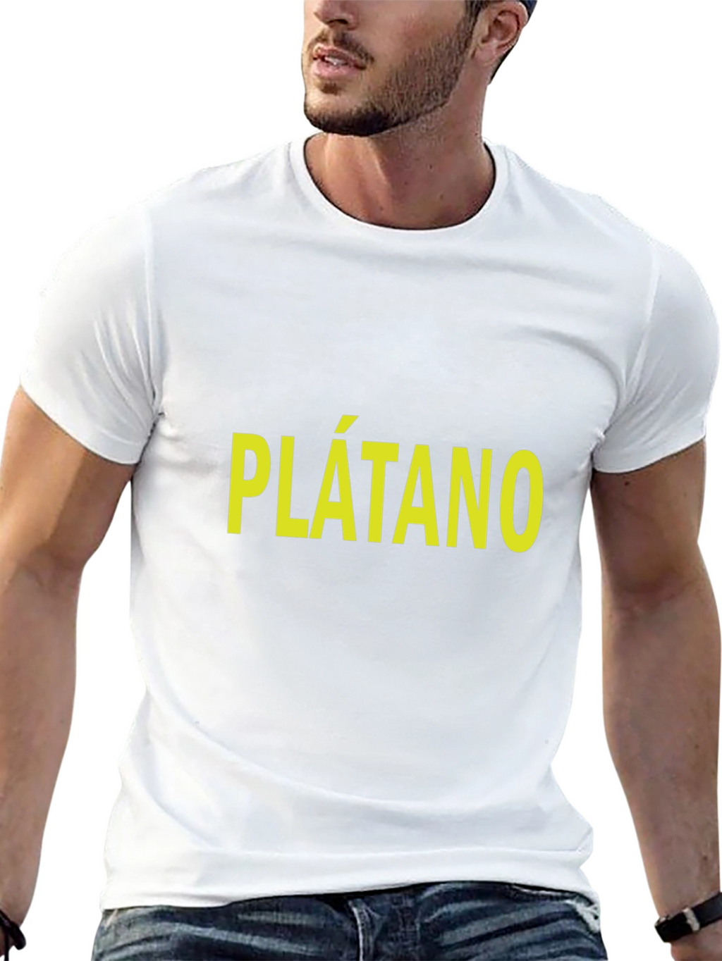 Plátano T-Shirt - Bold Yellow Text on Black
