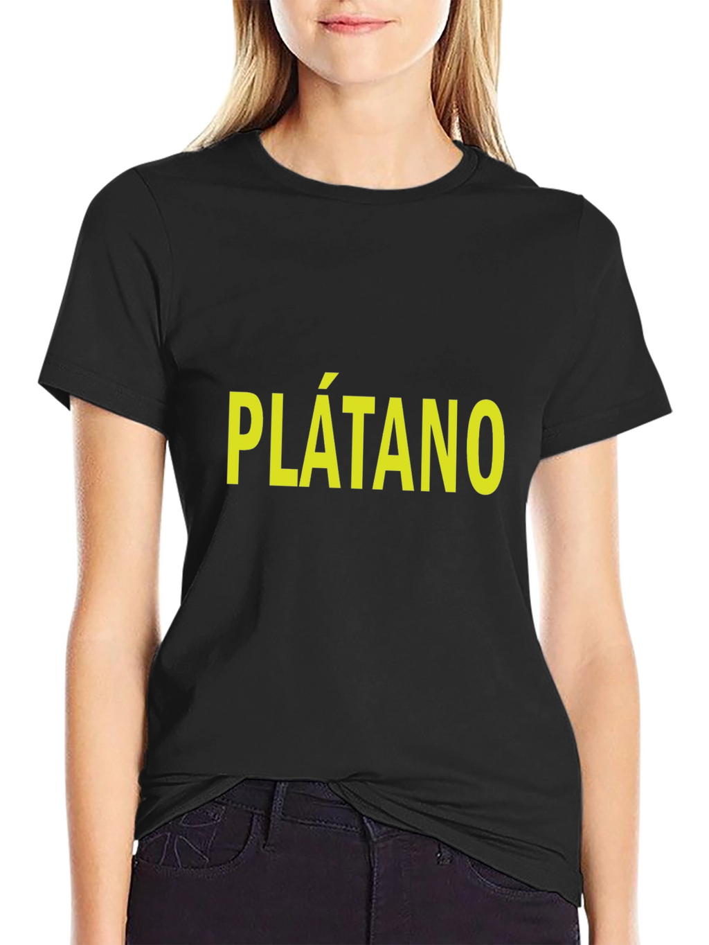 Plátano T-Shirt - Bold Yellow Text on Black