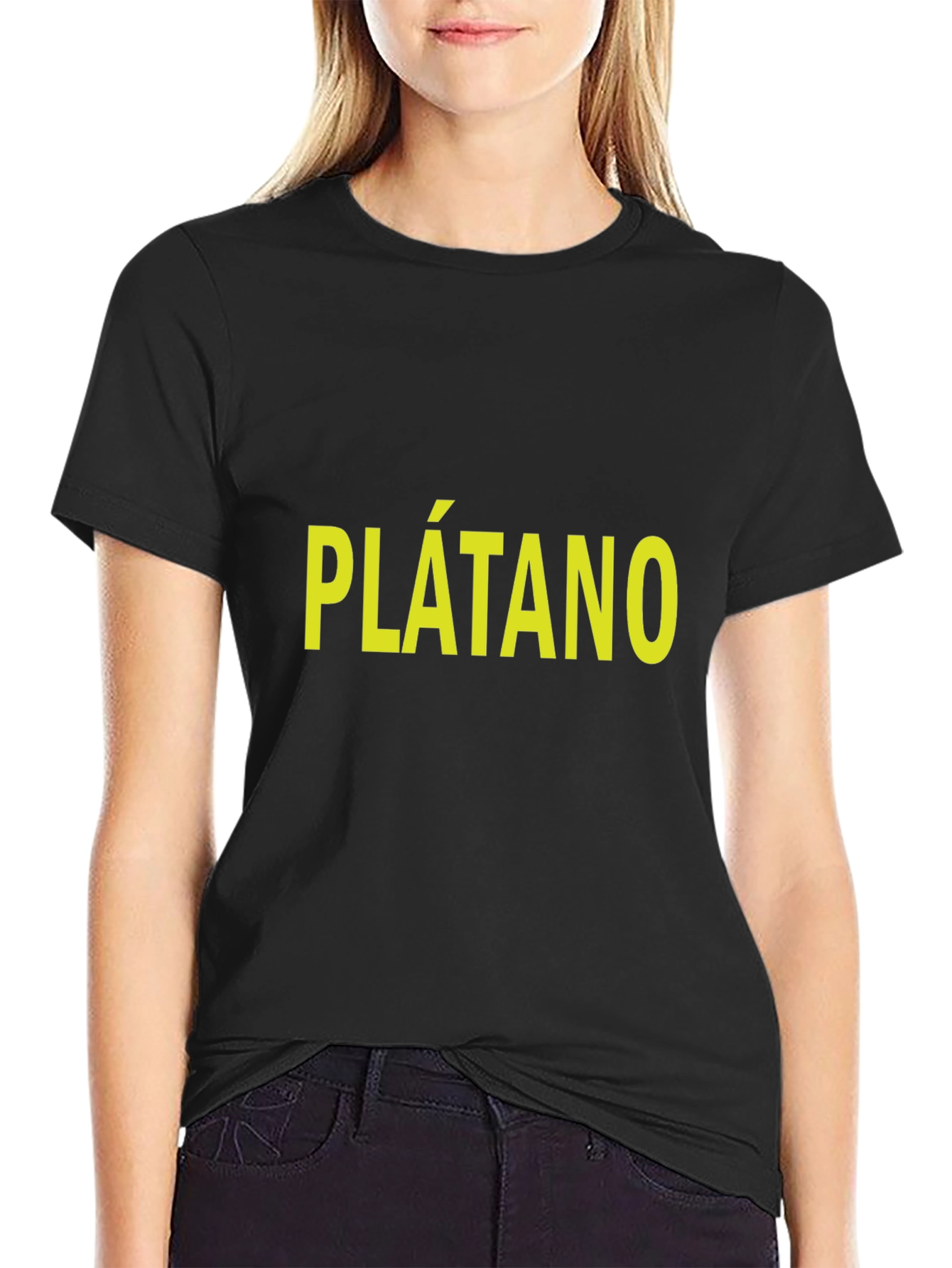 Plátano T-Shirt - Bold Yellow Text on Black
