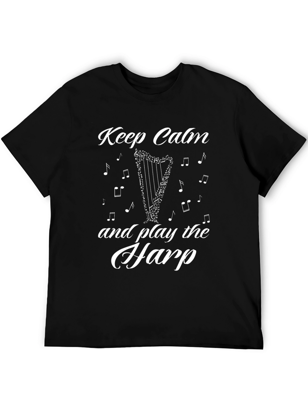 Keep Calm and Play the Harp T-Shirt - Black