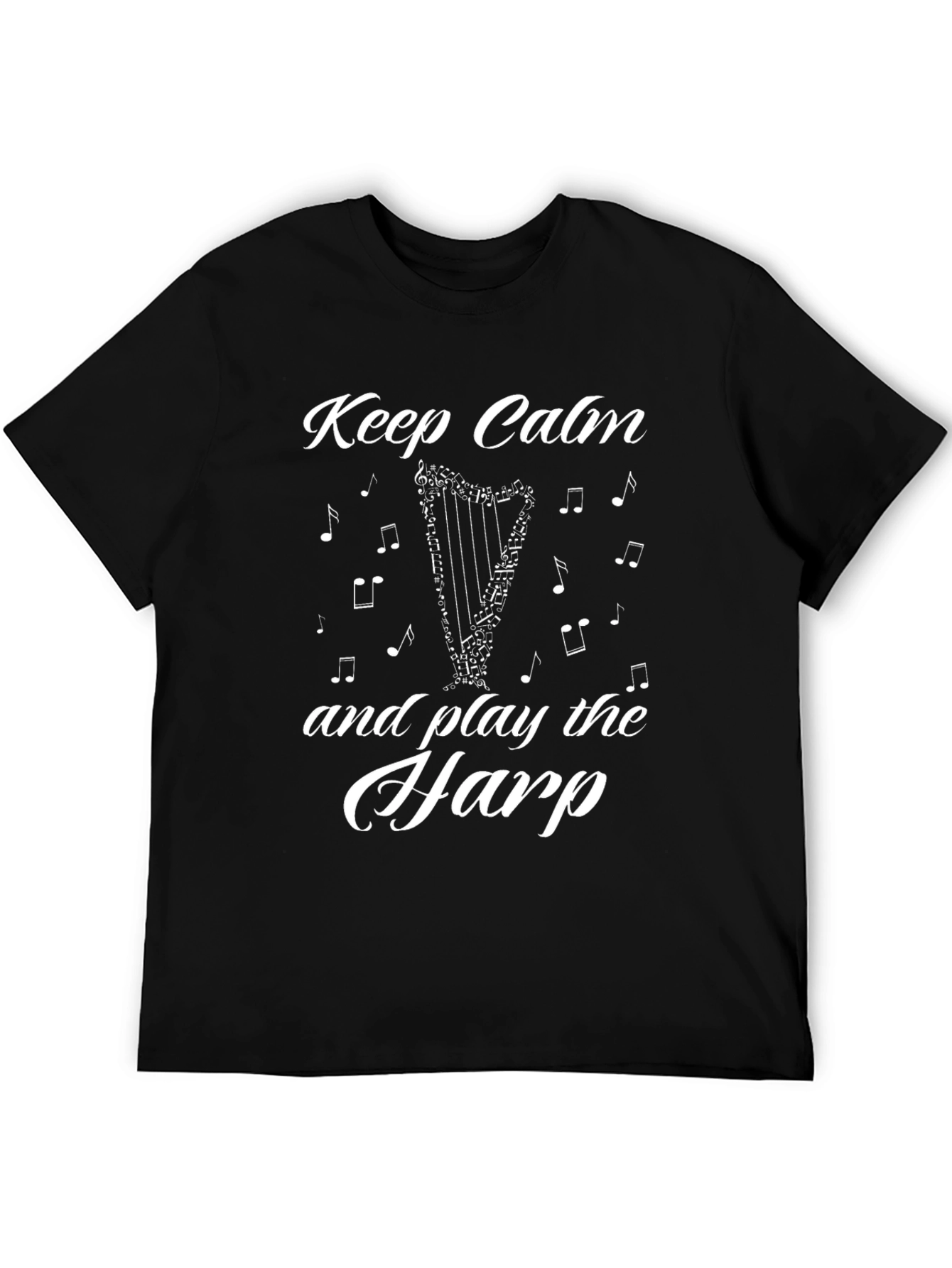 Keep Calm and Play the Harp T-Shirt - Black