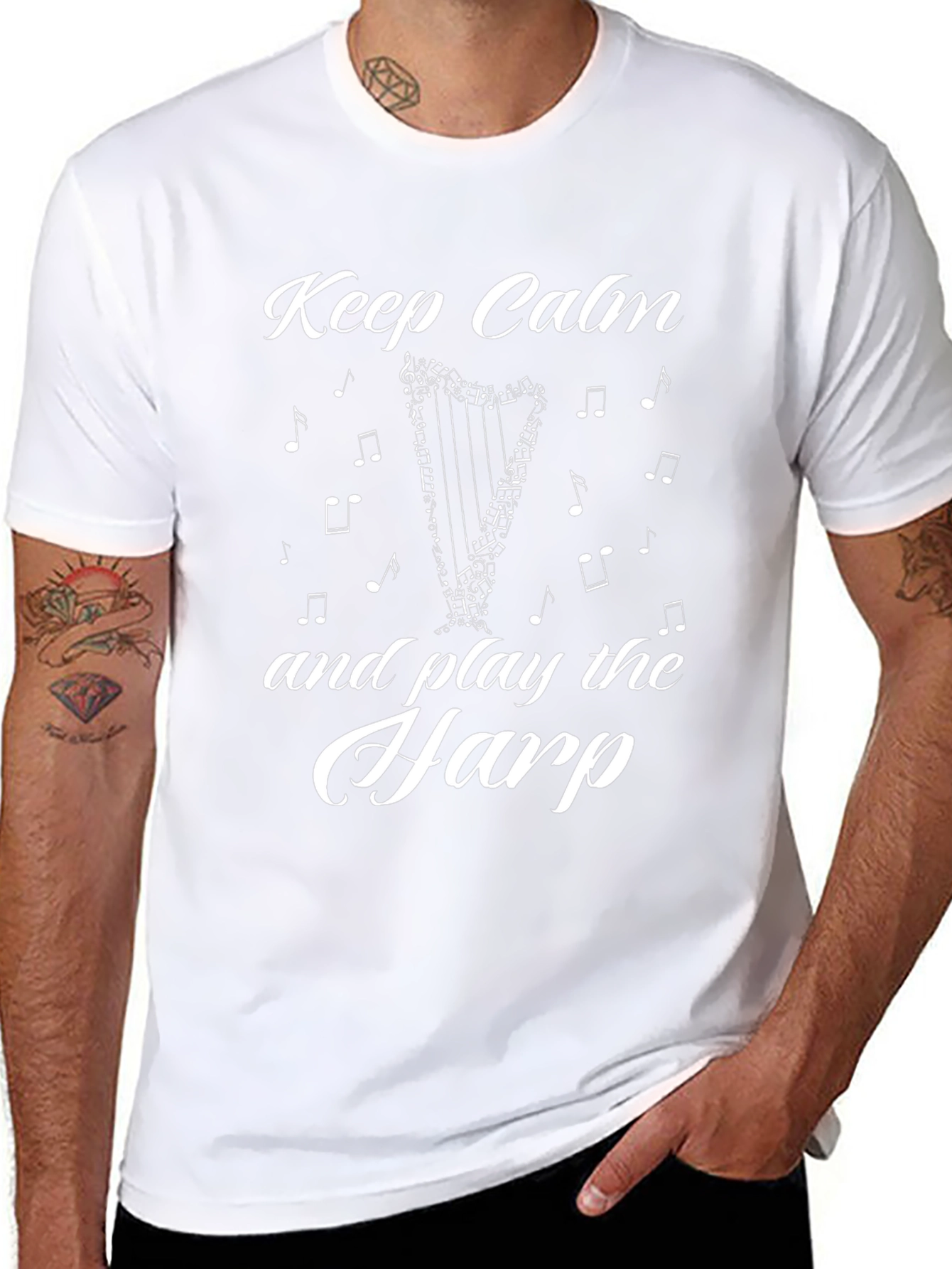 Keep Calm and Play the Harp T-Shirt - Black