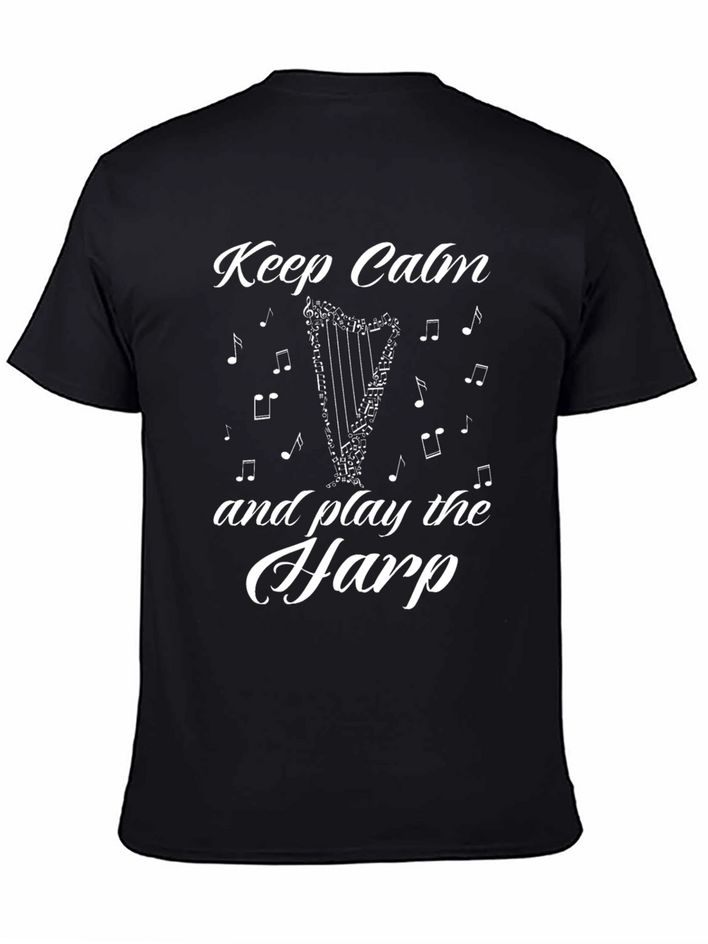 Keep Calm and Play the Harp T-Shirt - Black