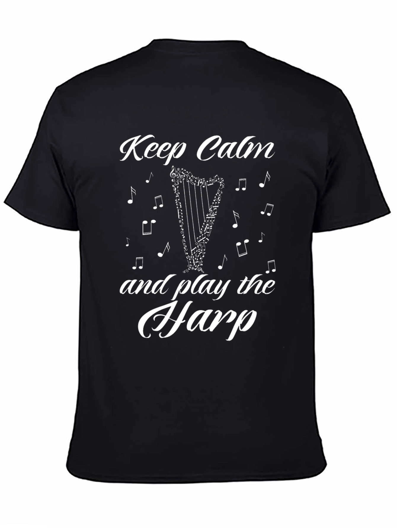 Keep Calm and Play the Harp T-Shirt - Black