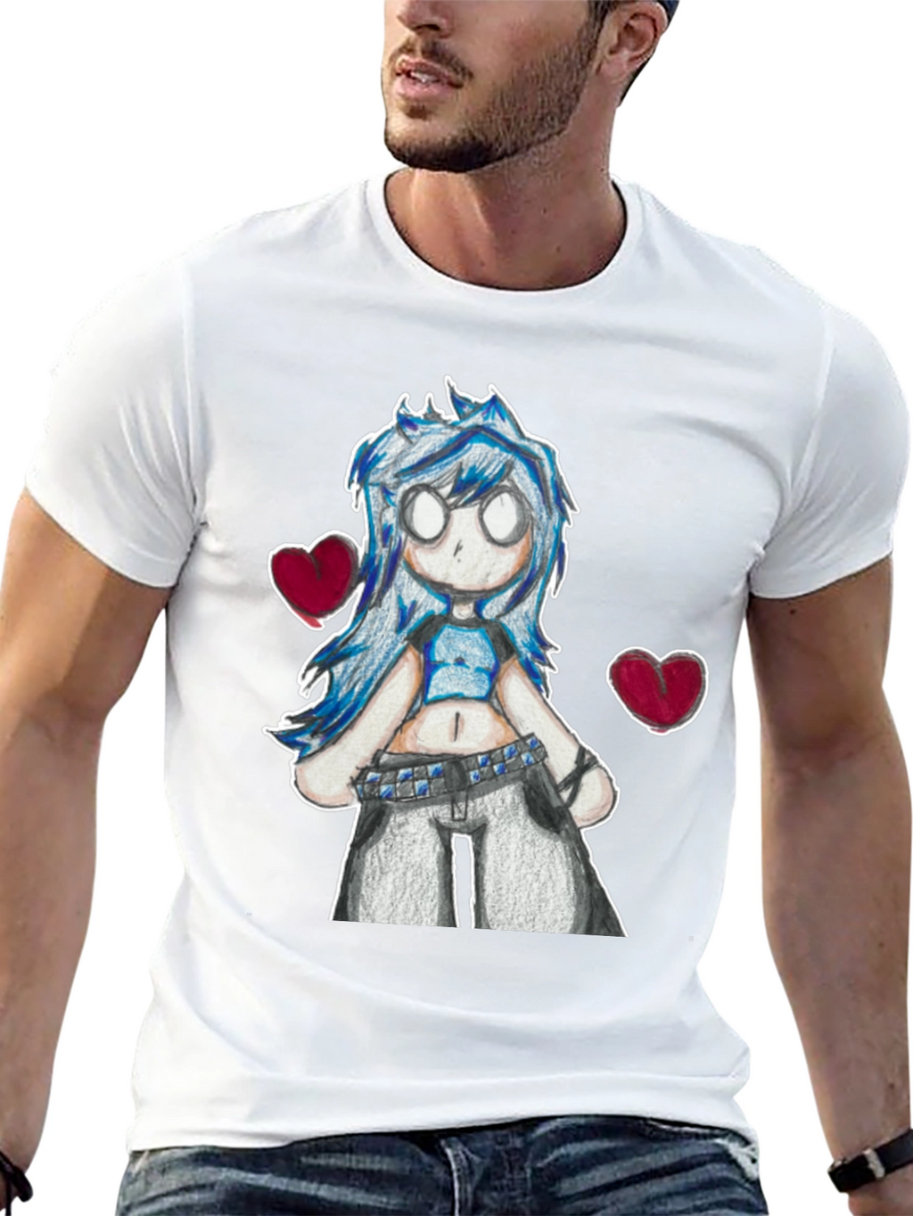Anime Girl Graphic Tee - Black Cotton Casual T-Shirt