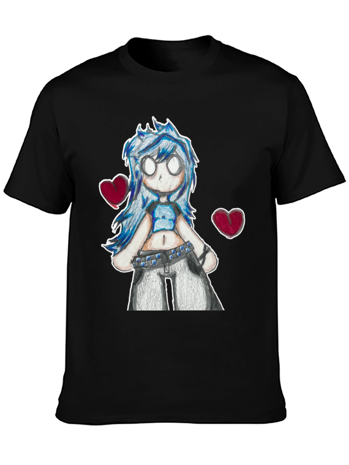 Anime Girl Graphic Tee - Black Cotton Casual T-Shirt
