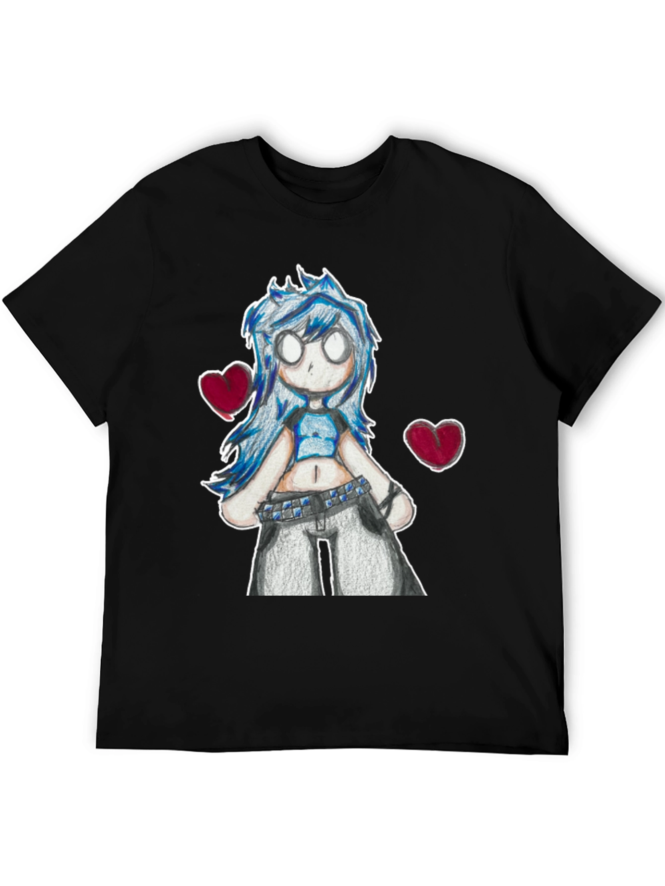 Anime Girl Graphic Tee - Black Cotton Casual T-Shirt