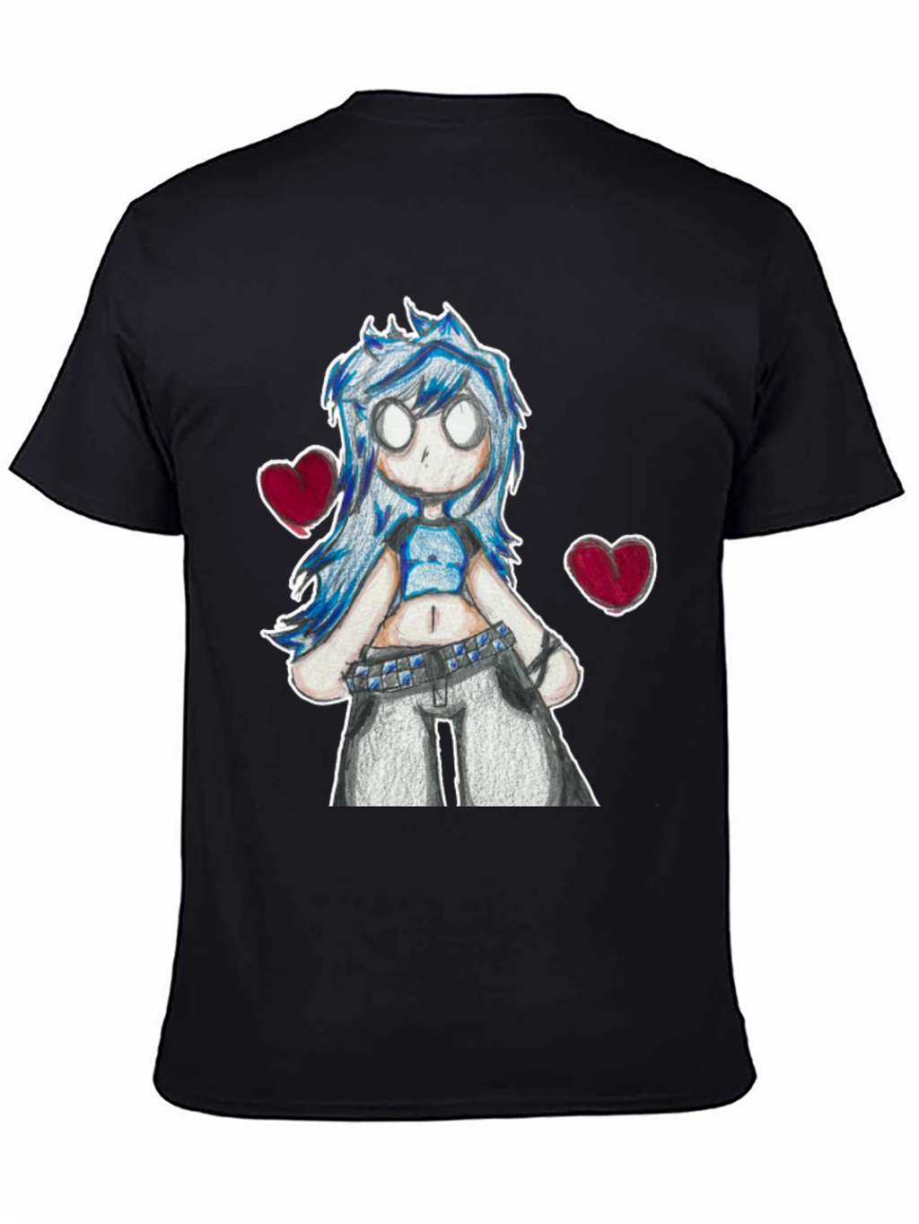 Anime Girl Graphic Tee - Black Cotton Casual T-Shirt