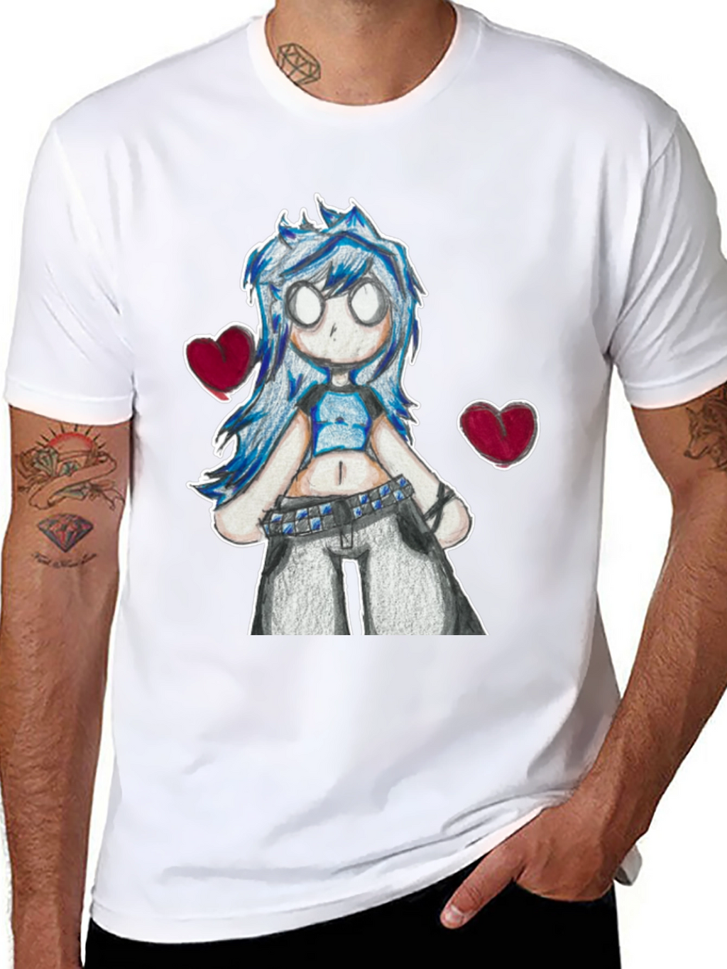 Anime Girl Graphic Tee - Black Cotton Casual T-Shirt