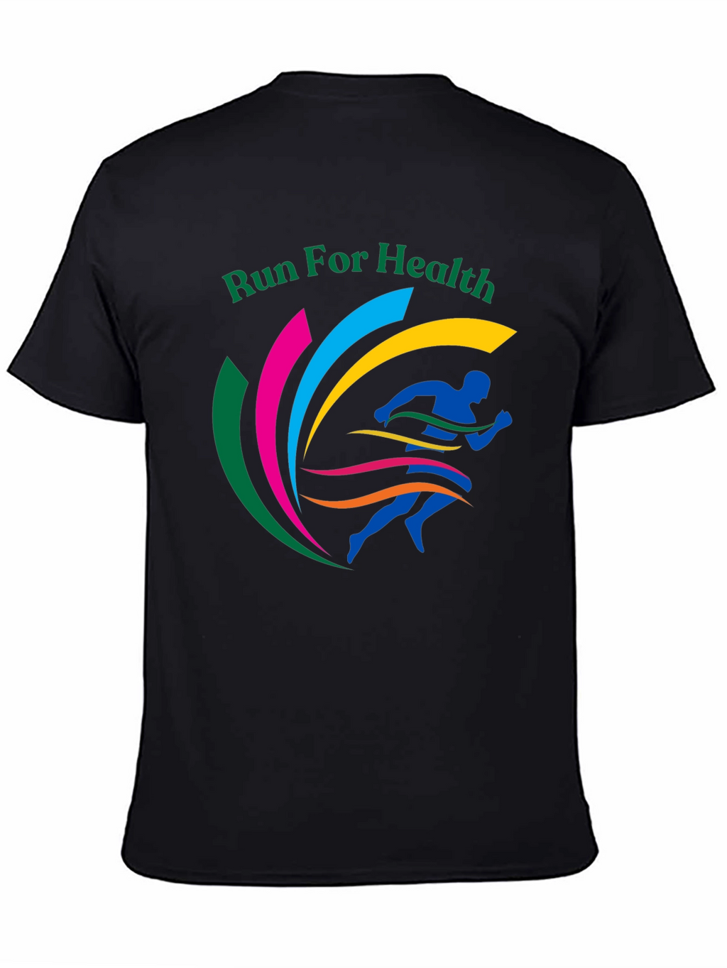 Run For Health Graphic Tee Black Cotton Blend