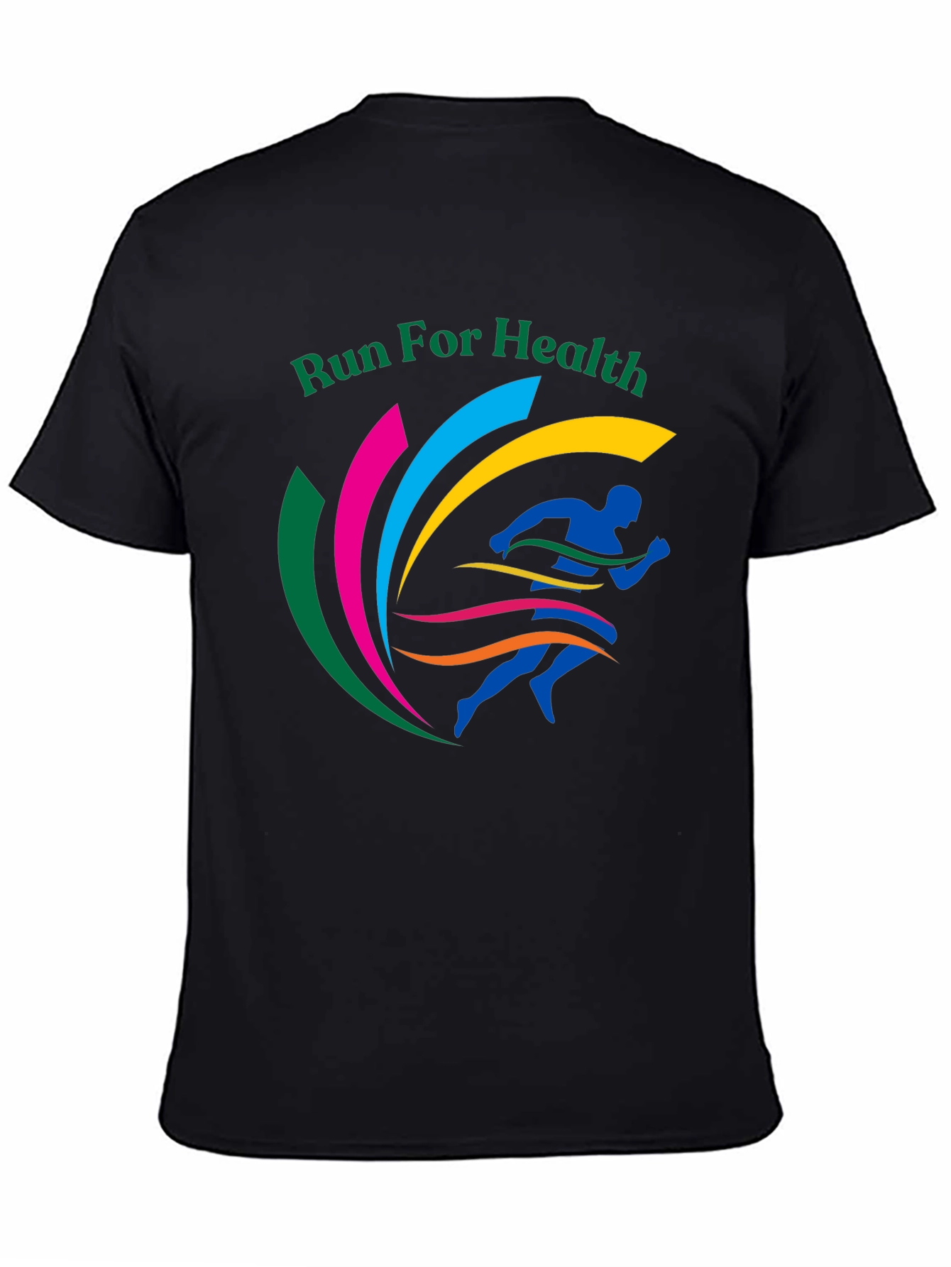 Run For Health Graphic Tee Black Cotton Blend