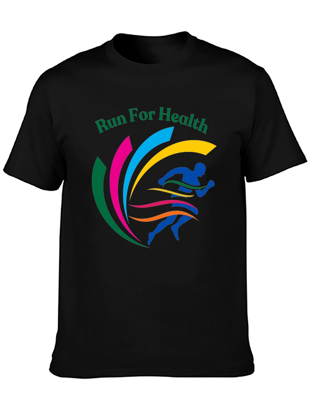 Run For Health Graphic Tee Black Cotton Blend