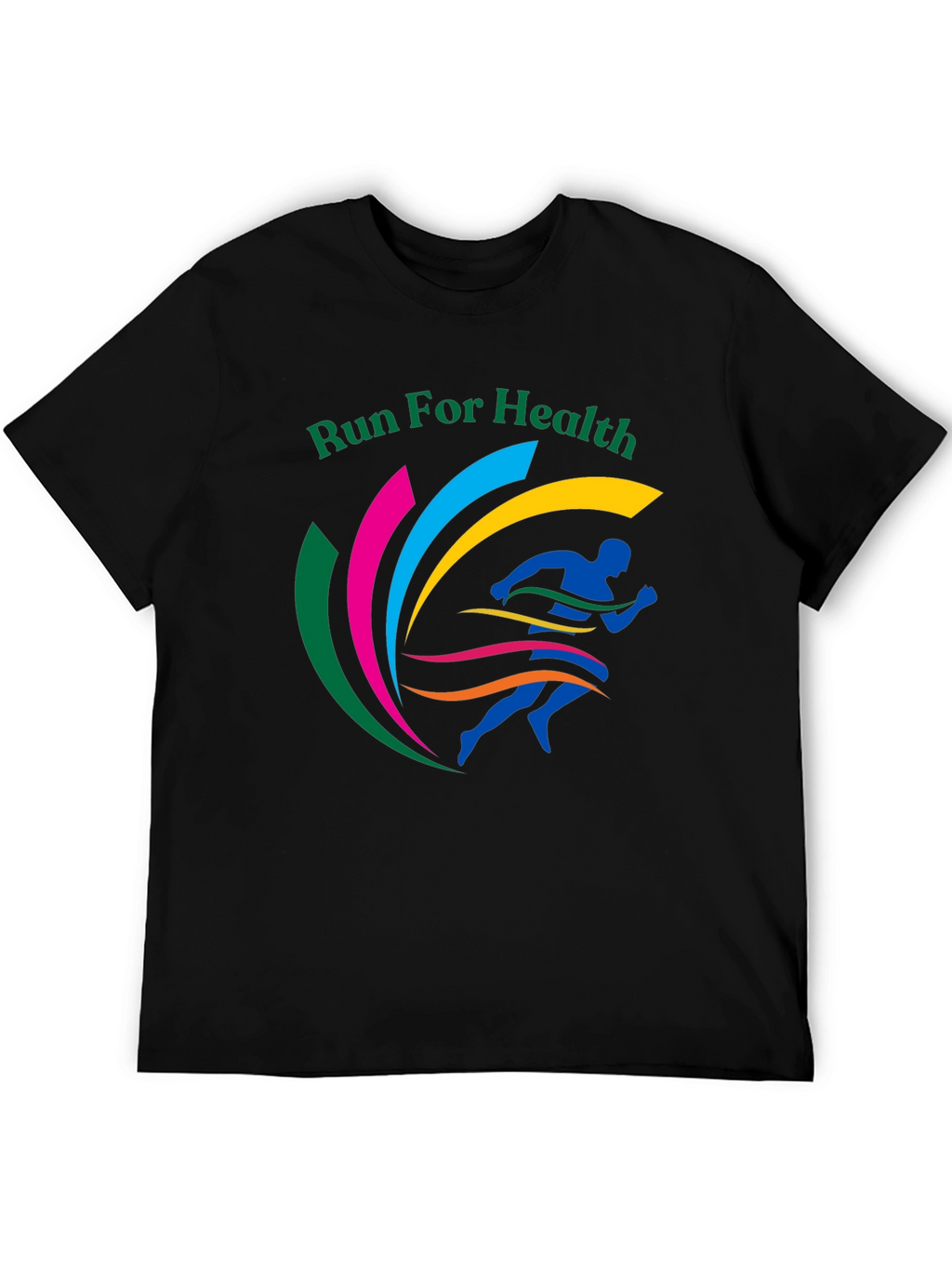 Run For Health Graphic Tee Black Cotton Blend