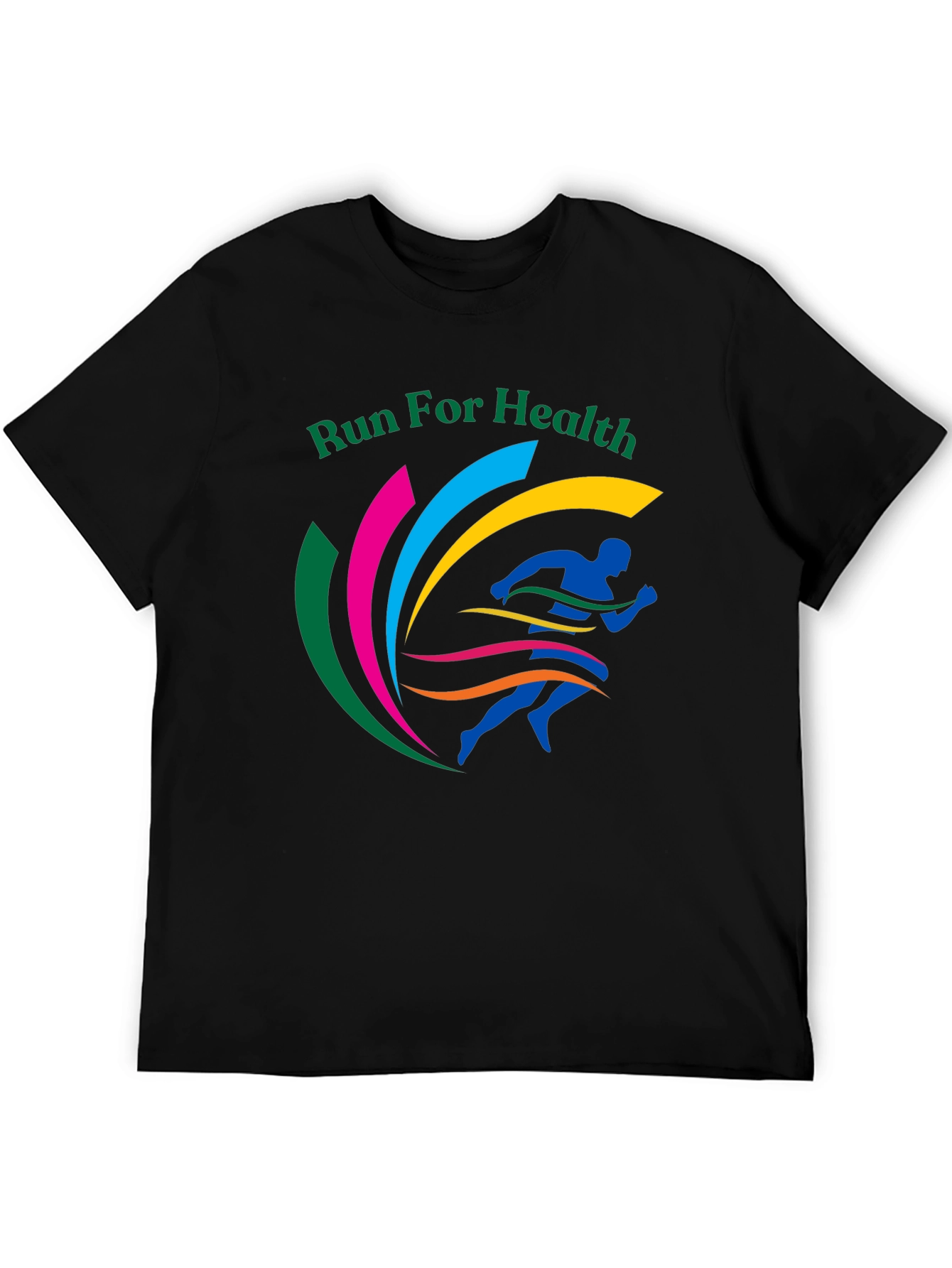 Run For Health Graphic Tee Black Cotton Blend
