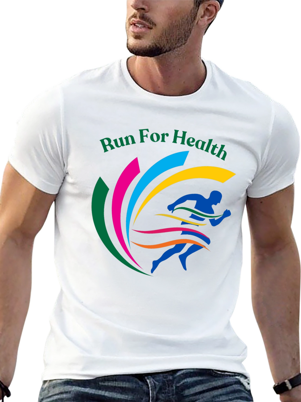 Run For Health Graphic Tee Black Cotton Blend