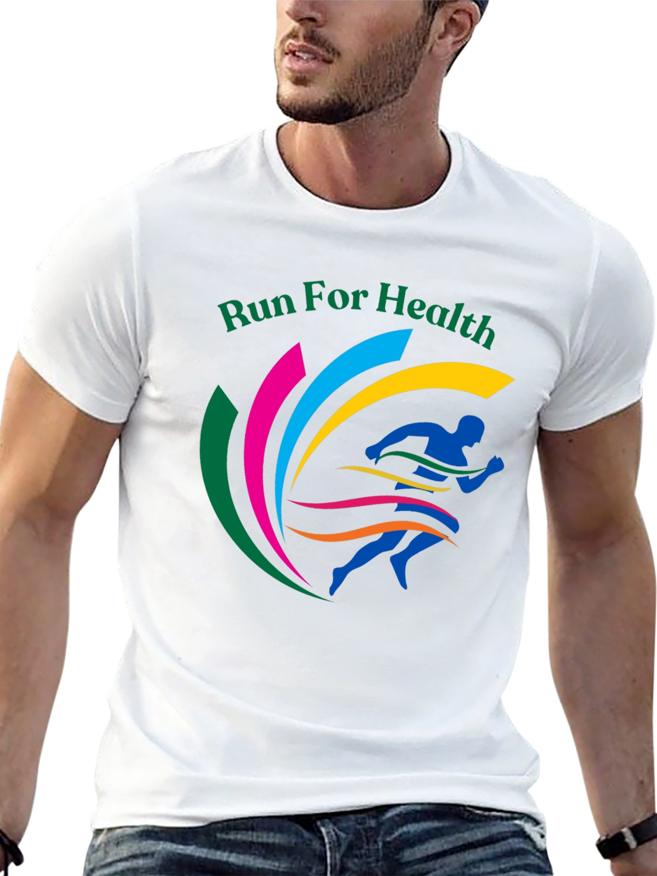 Run For Health Graphic Tee Black Cotton Blend
